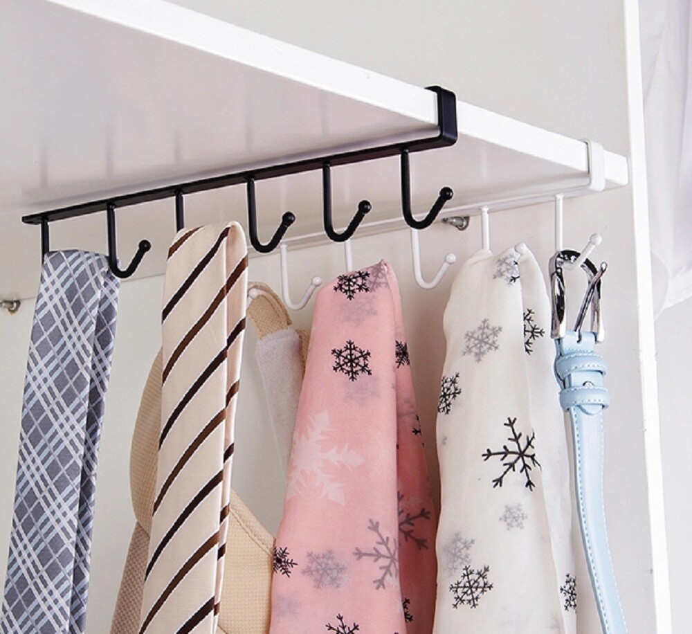 2-Pack Under-Shelf Mug Holder Rack - Kitchen Cabinet Coffee Cup Storage Hooks