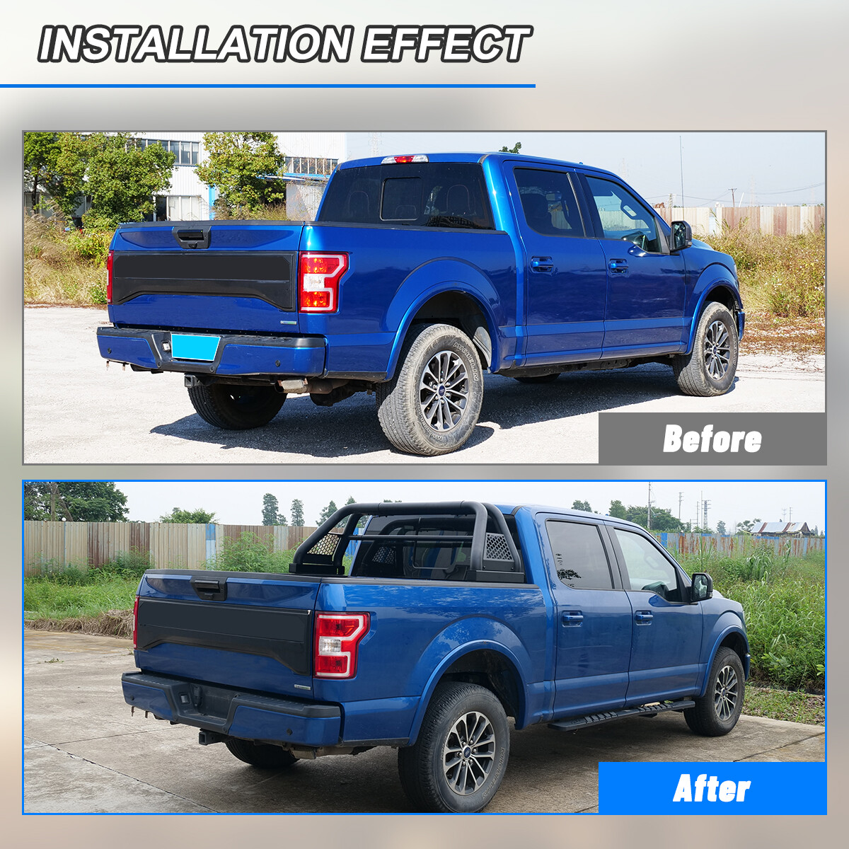 For 11-23 Dodge Ram 1500/2500 Universal Roll Sport Bar Chase Rack Bed Bar Pickup