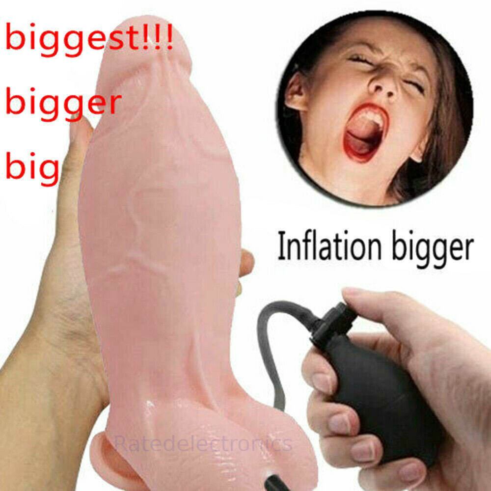 Realistic Huge Inflatable Dildo Pump Penis Anal Sex Toy G-spot Massager Women US