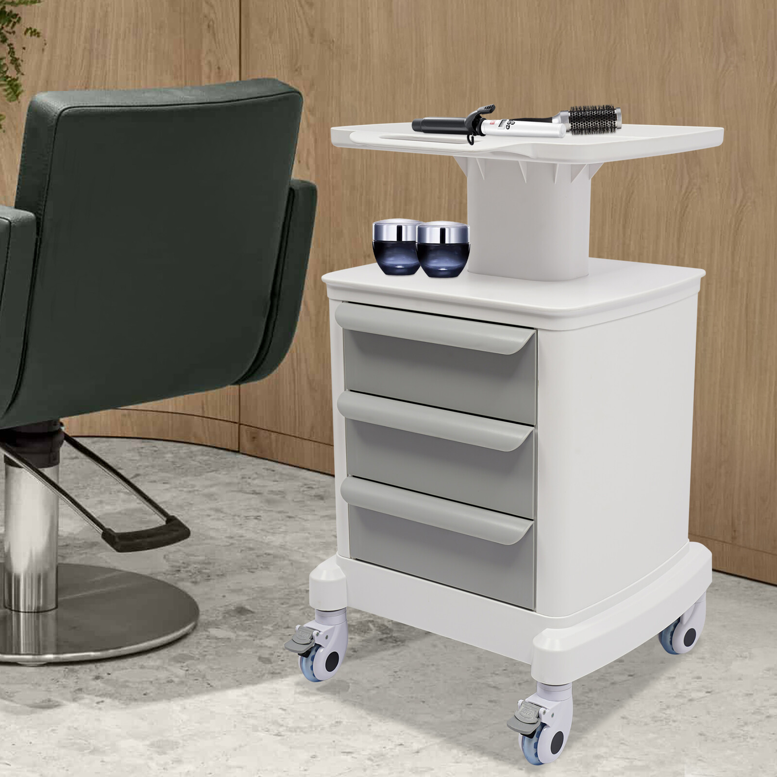 Dental Medical Mobile Cart Instrument Trolley 3 Drawers with Power Socket