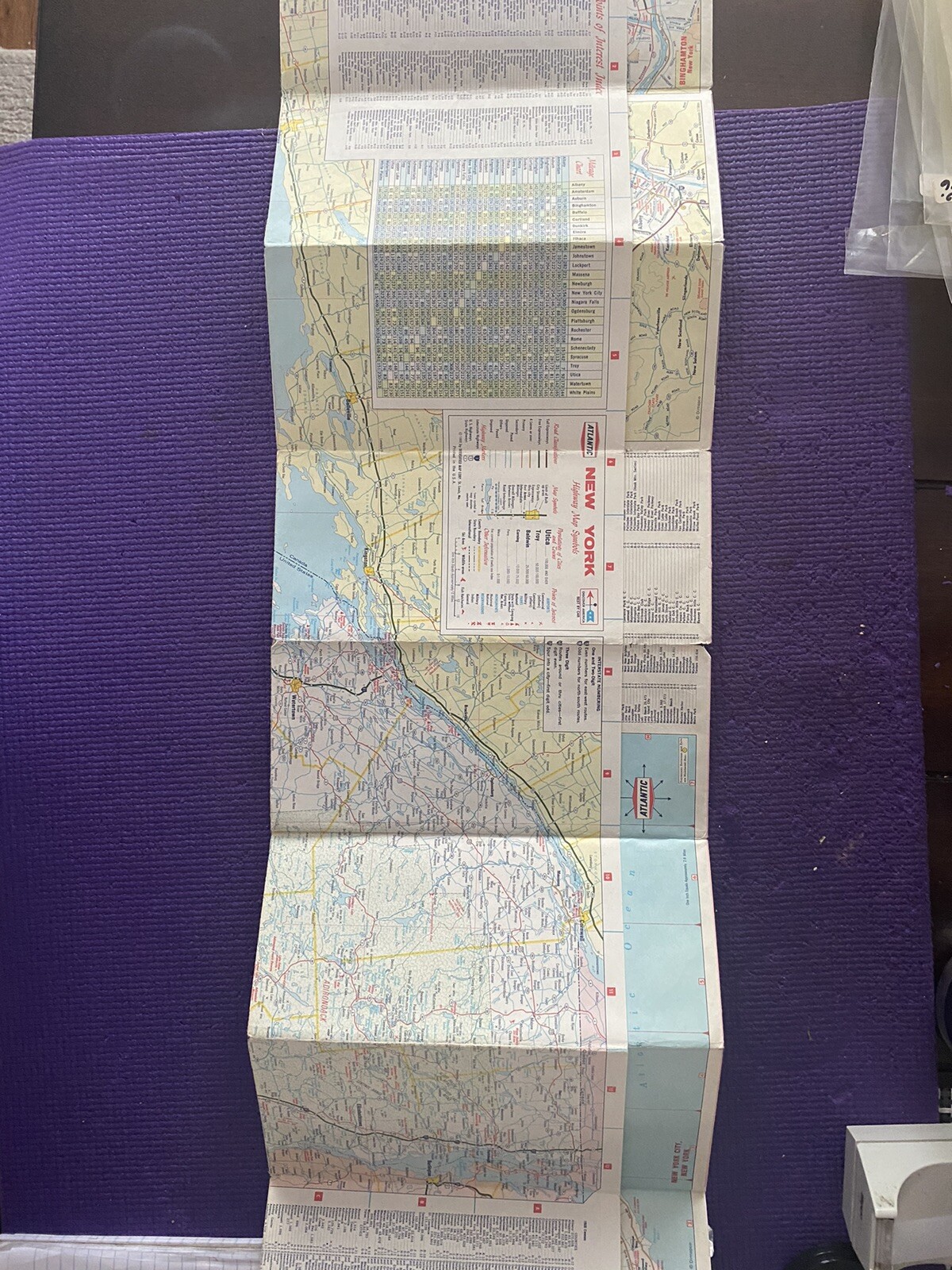 Lot of (2) Vintage Road Maps Texaco and Atlantic New York, Ontario