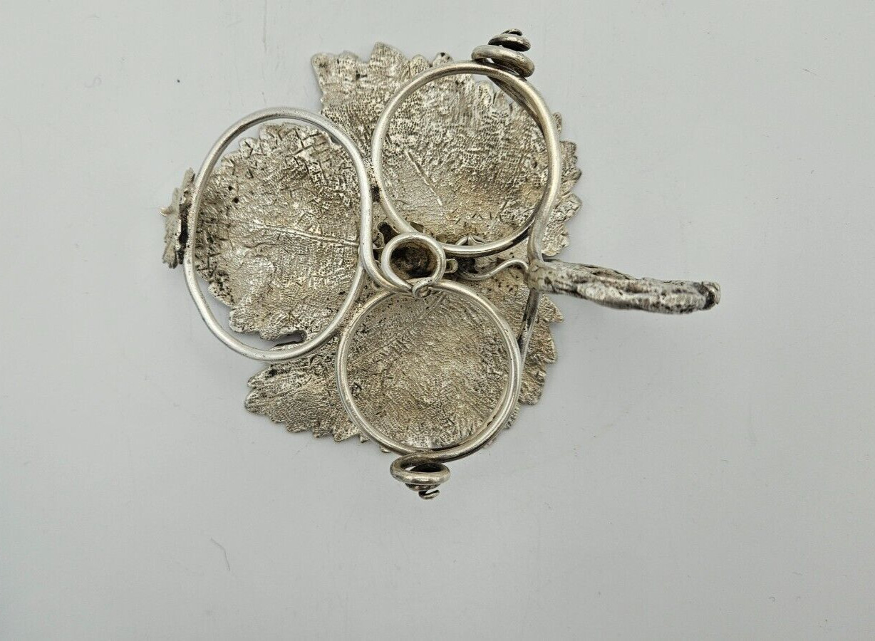 Antique sterling silver Hand-Made Stand w/Salt & Pepper Shakers & Salt Cellar