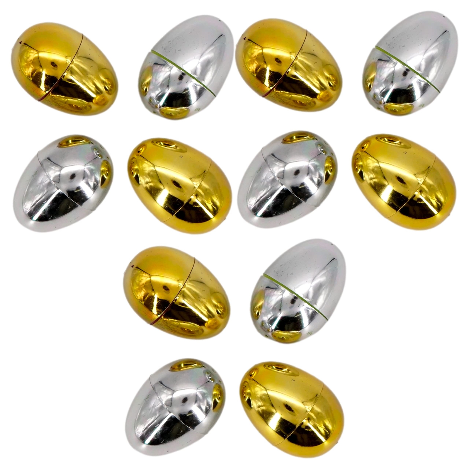 Gold Silver Metallic Plastic Easter Eggs 12 Pack 3 inch Oversized Fillable Egg