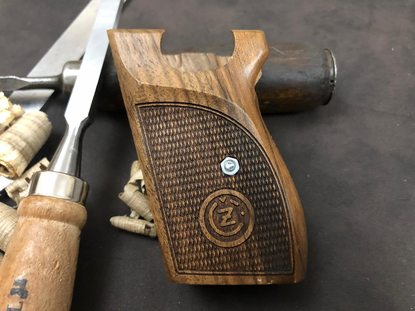 CZ VZOR 70-50 7.65MM 32 ACP Turkish Walnut Wood Grips Handmade Diamond Checkered