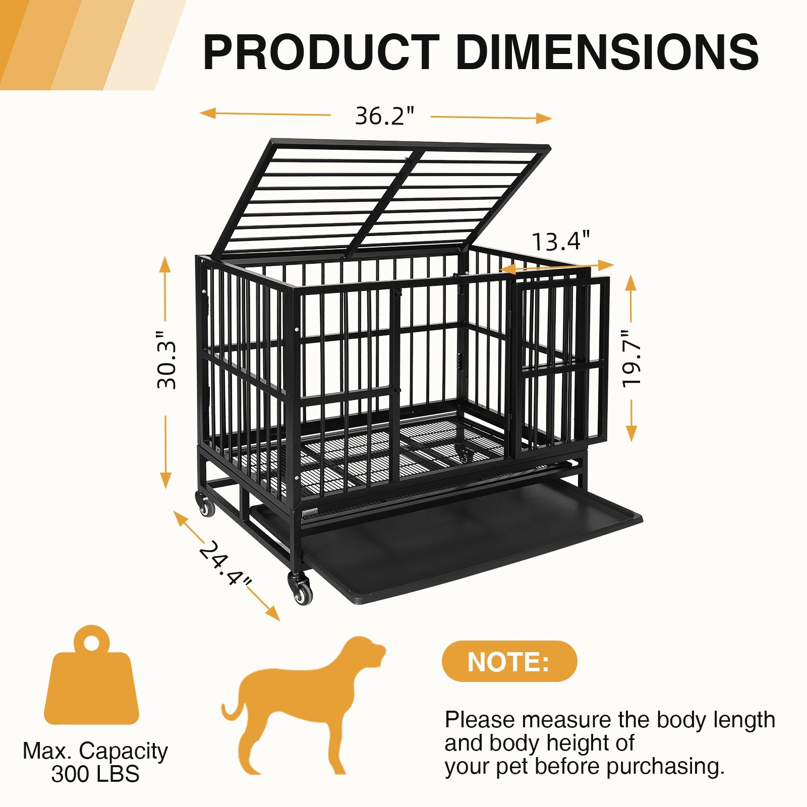 36"/43"/47" Heavy Duty Dog Cage Crate Metal Kennel Pet Playpen House w/ Tray