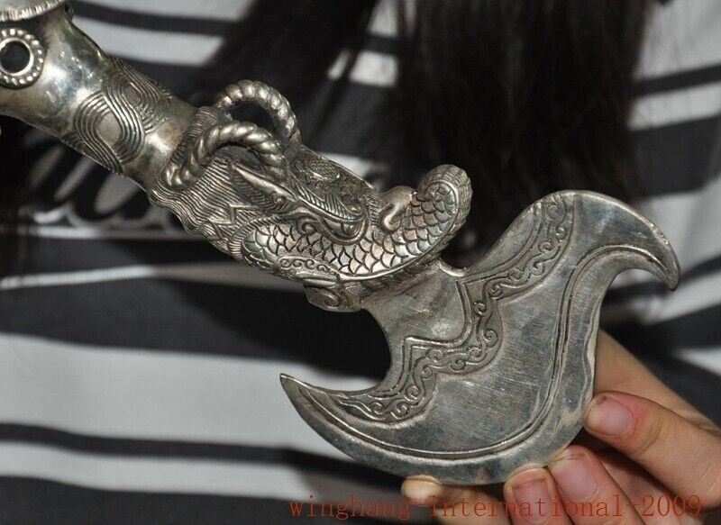old Tibet Tibetan silver Hayageriva Axe Dorje Phurpa Pestle Vajra Exorcism FaQi