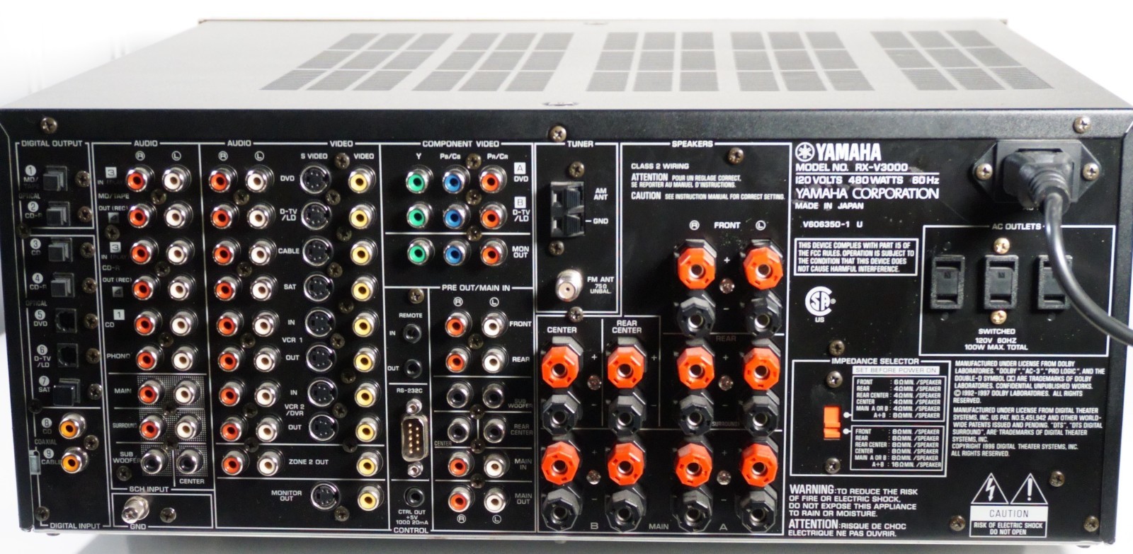 Yamaha RX-V3000 Natural Sound AV Receiver and Remote bundle (A-1-T)