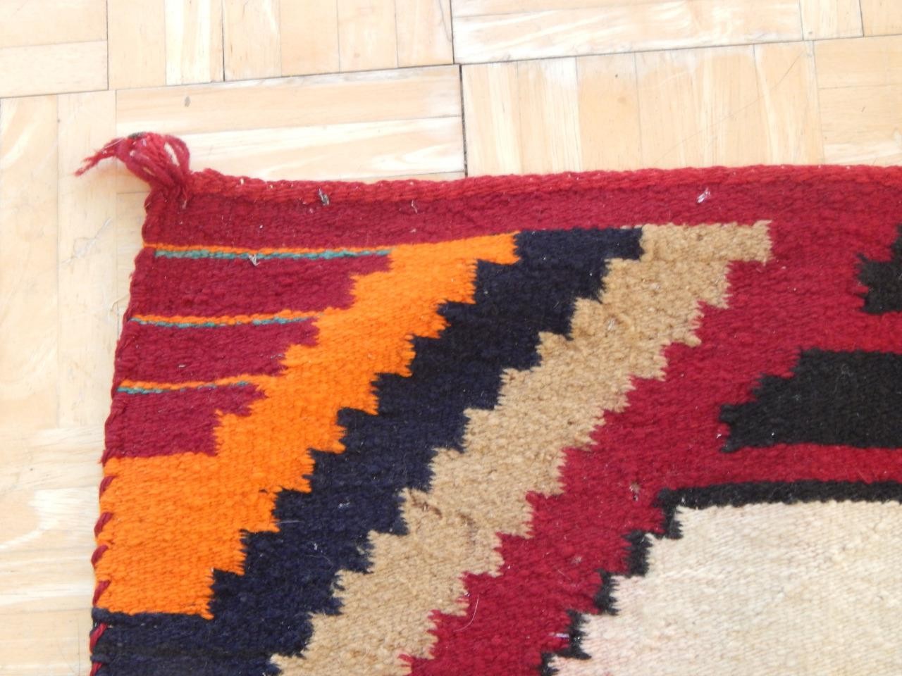 ANTIQUE NAVAJO INDIAN 3RD PHASE CHIEF'S BLANKET - CLEAN + NICE 49X65" +/-