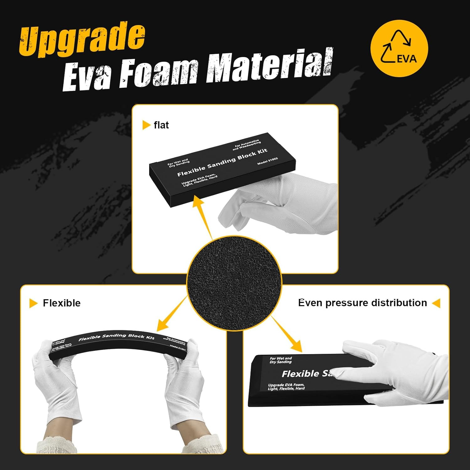 7Pcs Sanding Block Kit Flexible EVA Foam Wet or Dry for Automotive or Woodwork