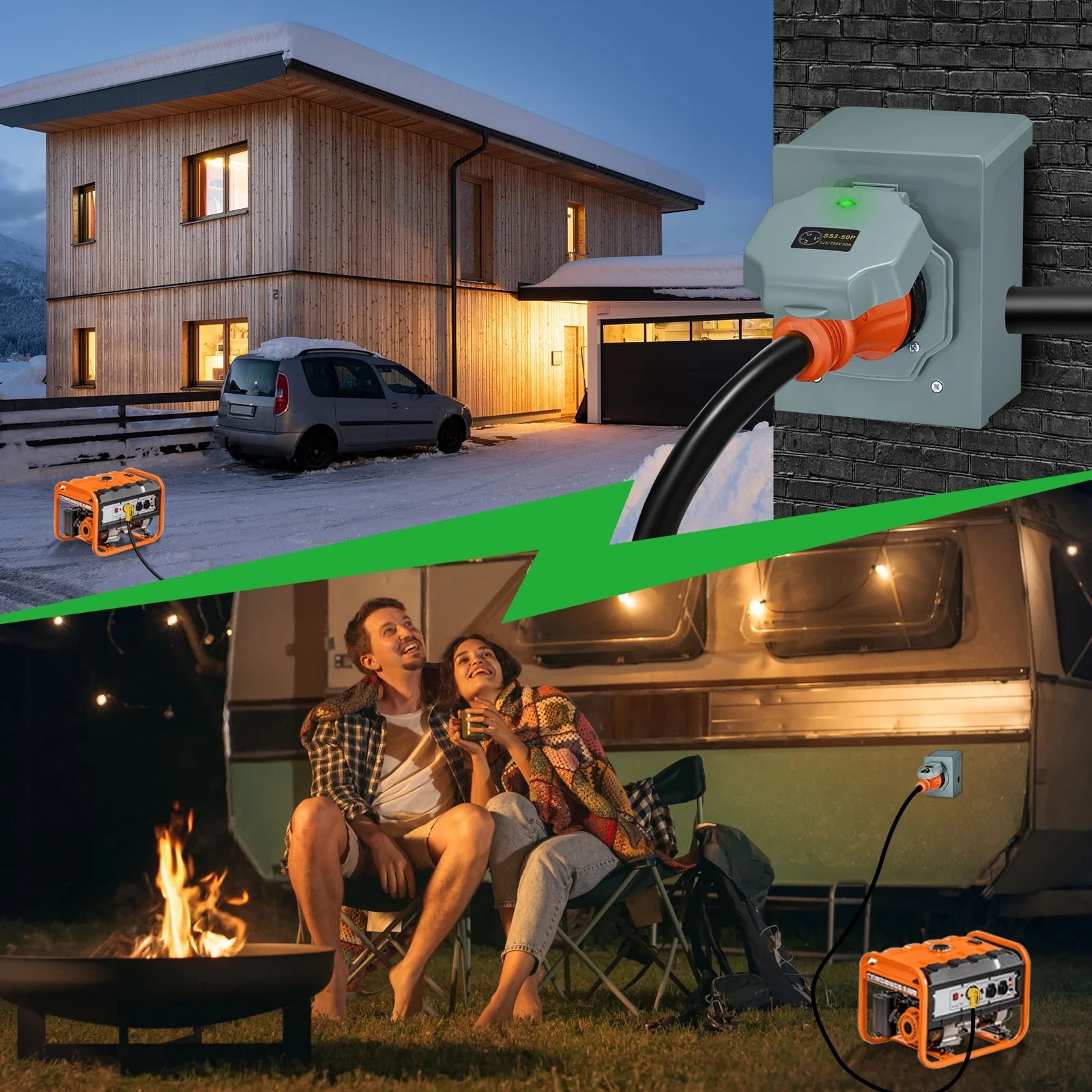 50 Amp Extension Cord 25FT 125/250V STW Gauge NEMA 14-50P to SS2-50R