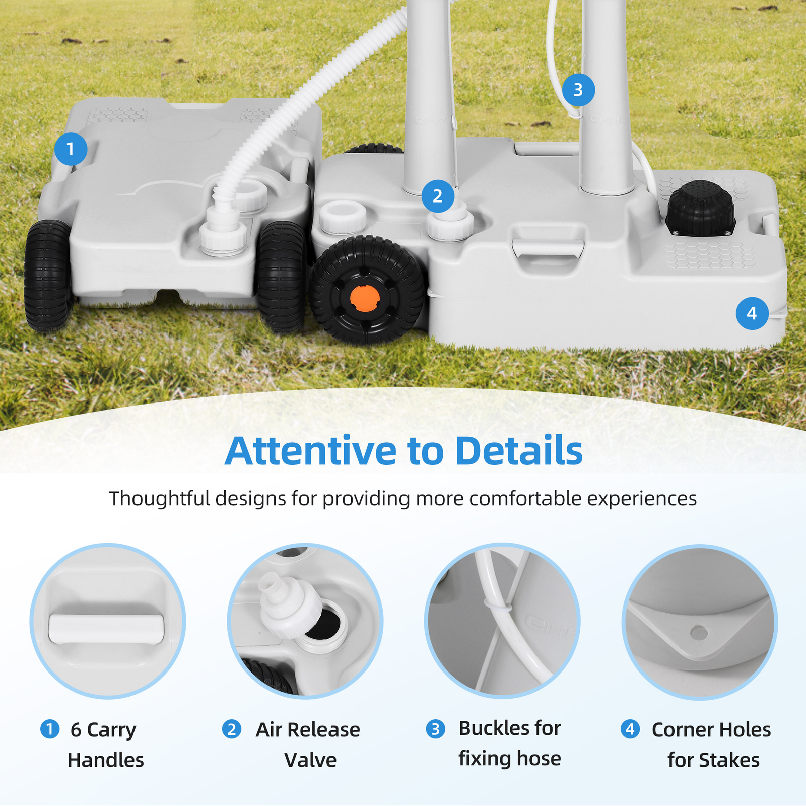 30 L Portable Wash Sink Camping Washing Station Hand Wash Basin Stand w/ Wheels