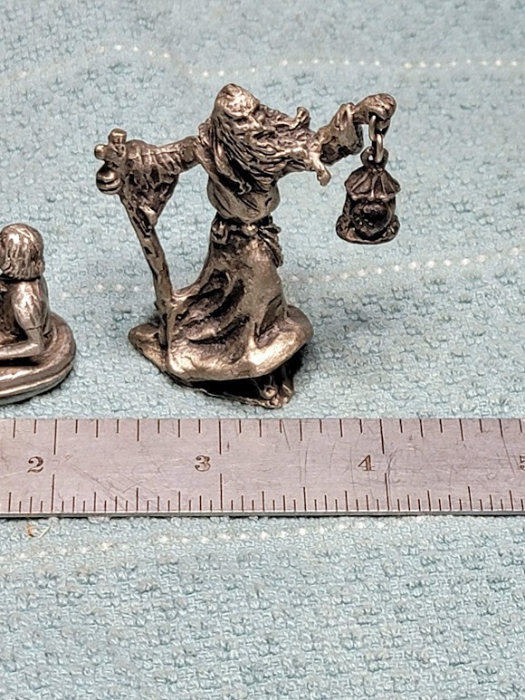 Gallo Pewter Wizard Teacher Apprentice 1986 & Sage guide with Lantern of Wisdom