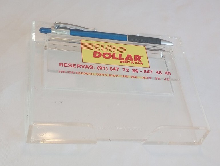 Euro Dollar Rent A Car Paper Pen Holder Advertisement Made In Spain Plastic Tray