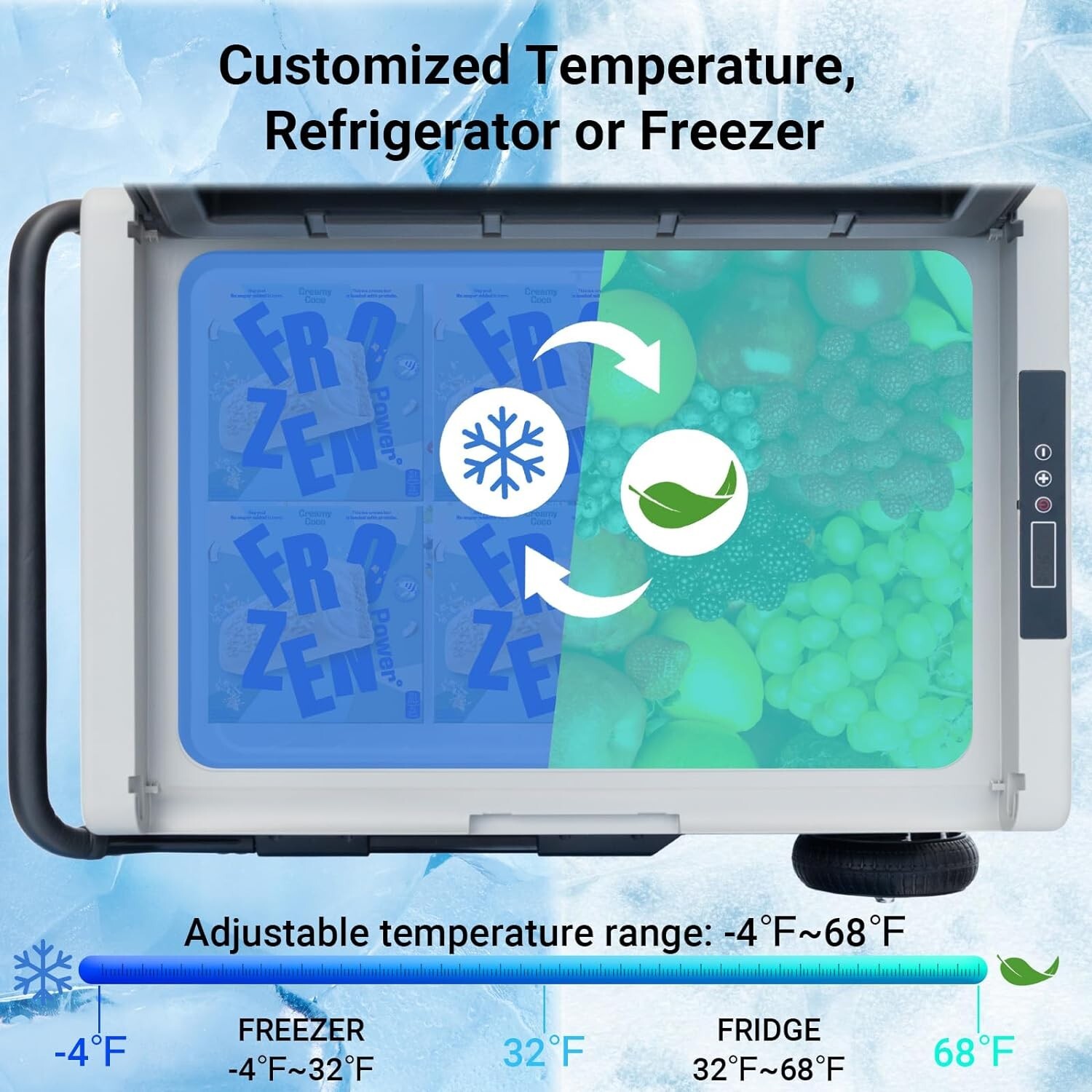 53QT/50L Truck Car RV Fridge/Freezer DC 12V/24V Compressor Camping Refrigerator