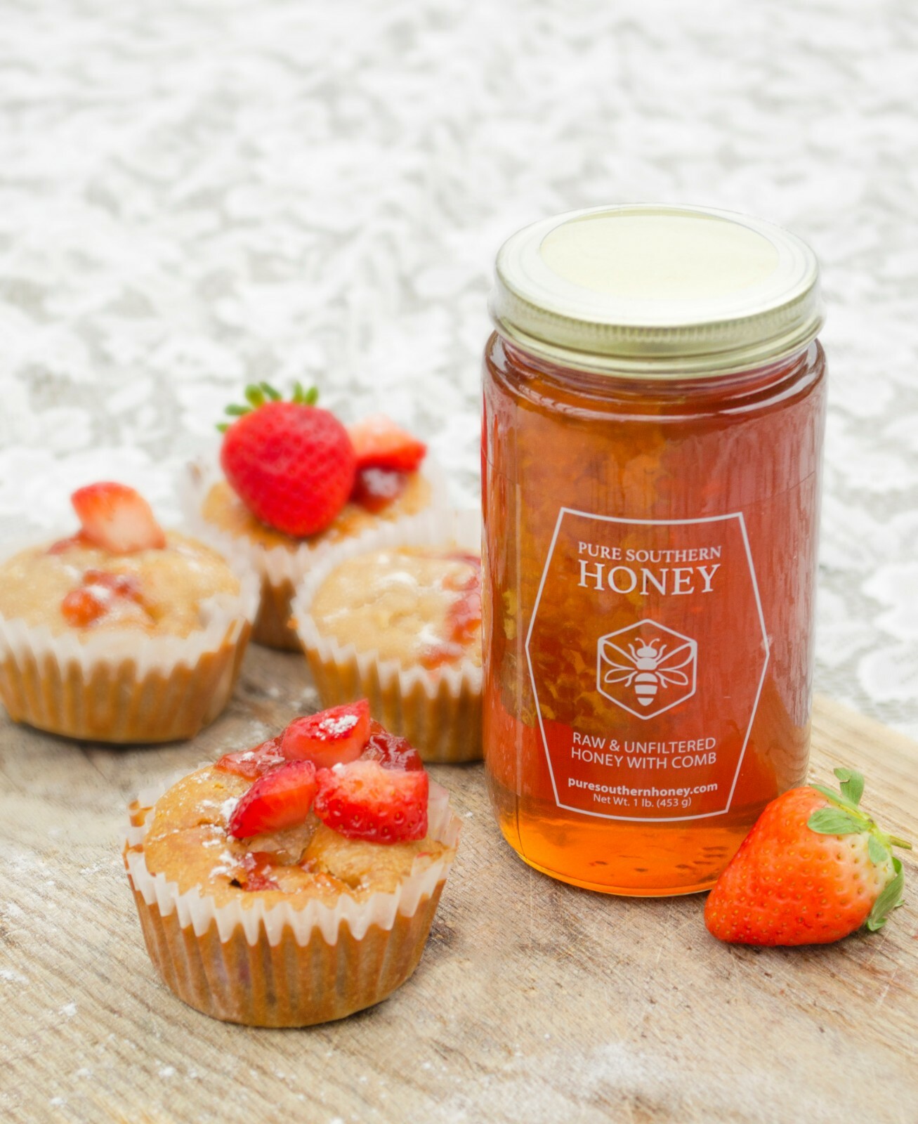 Raw & Unfiltered Honey with Comb 1lb. by Pure Southern Honey, New 2023 Crop