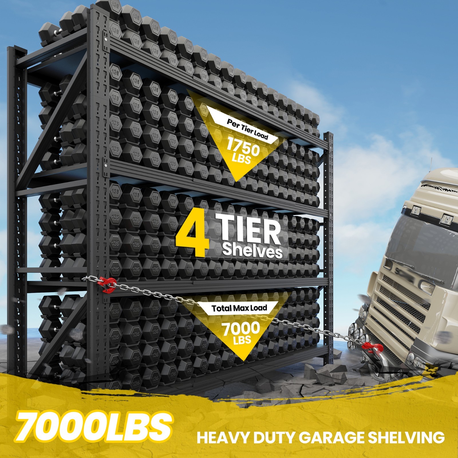 Heavy Duty 79" Garage Shelving Unit, 7000 lb Capacity Steel Rack for Warehouse S