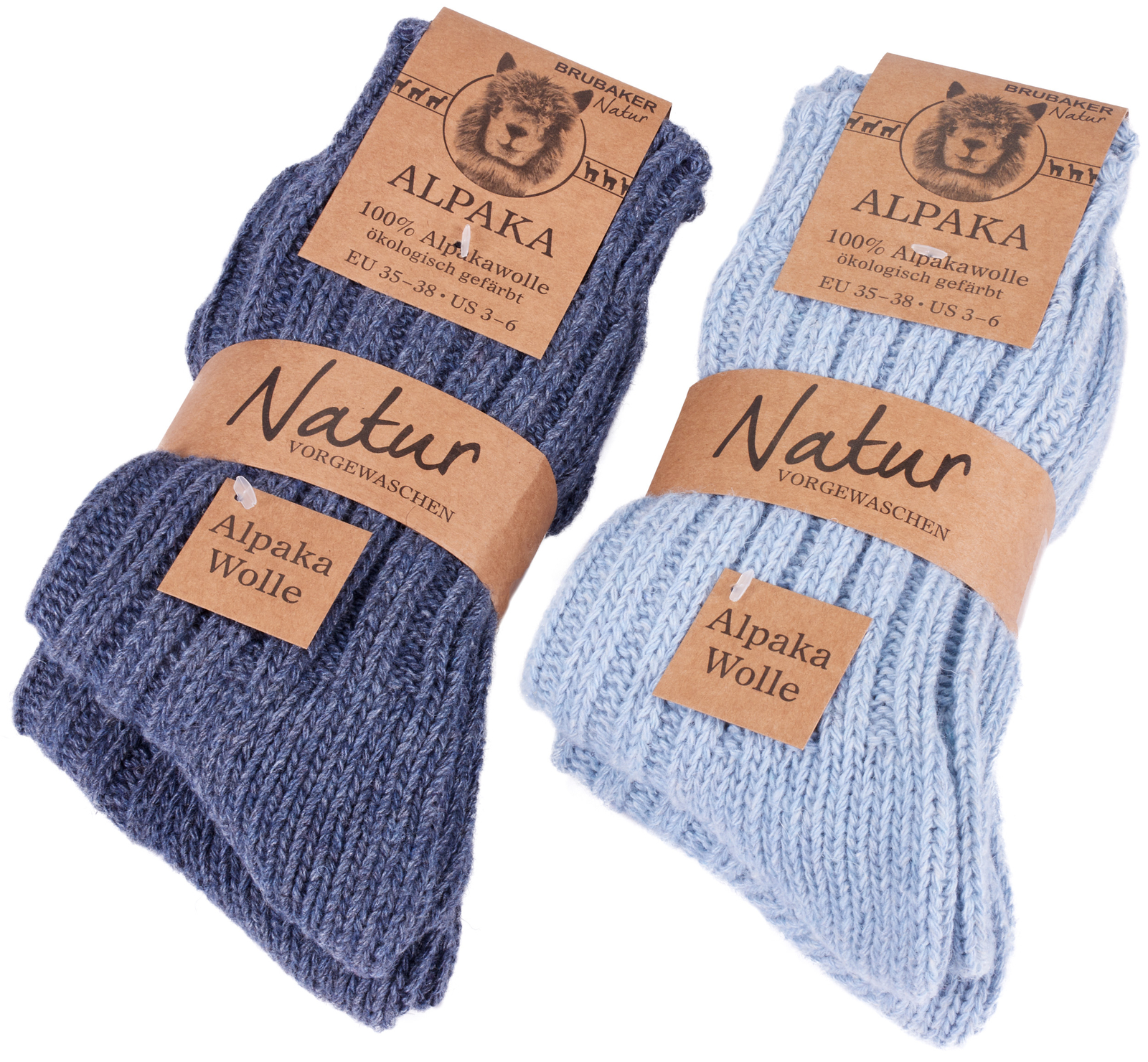 BRUBAKER Men's Women's Alpaca Wool Socks Winter Socks for Men Women 4 Pair Pack