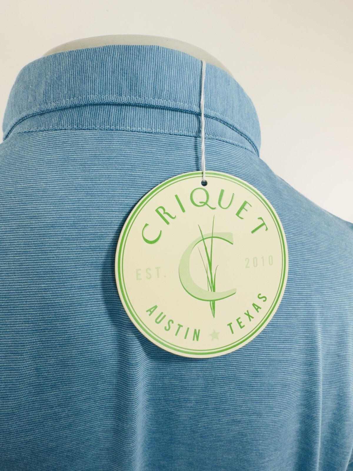 CRIQUET - NEW w TAG Organic Cotton Austin Mens L Blue Short Sleeve Polo Shirt