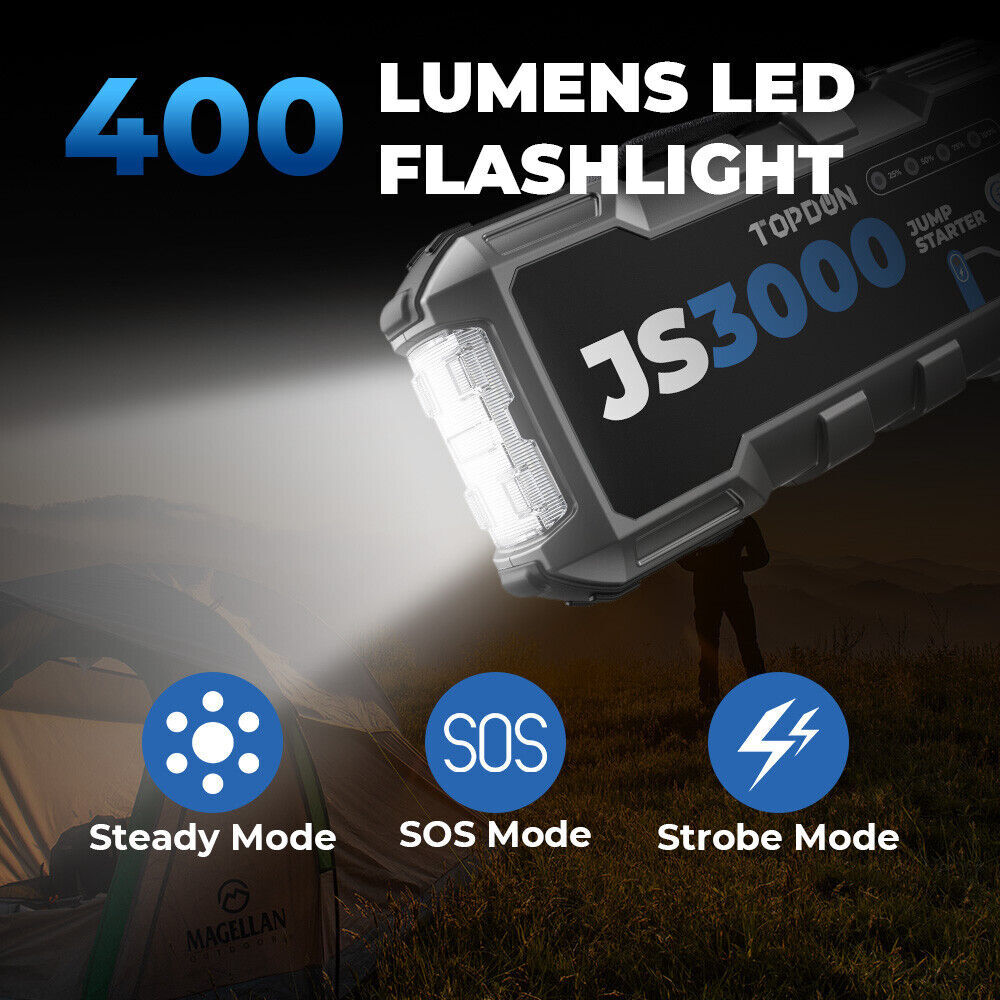 🔥2024 TOPDON JS3000 TOPDON Jump Starter 12 Volt Jumper Starter Battery Booster