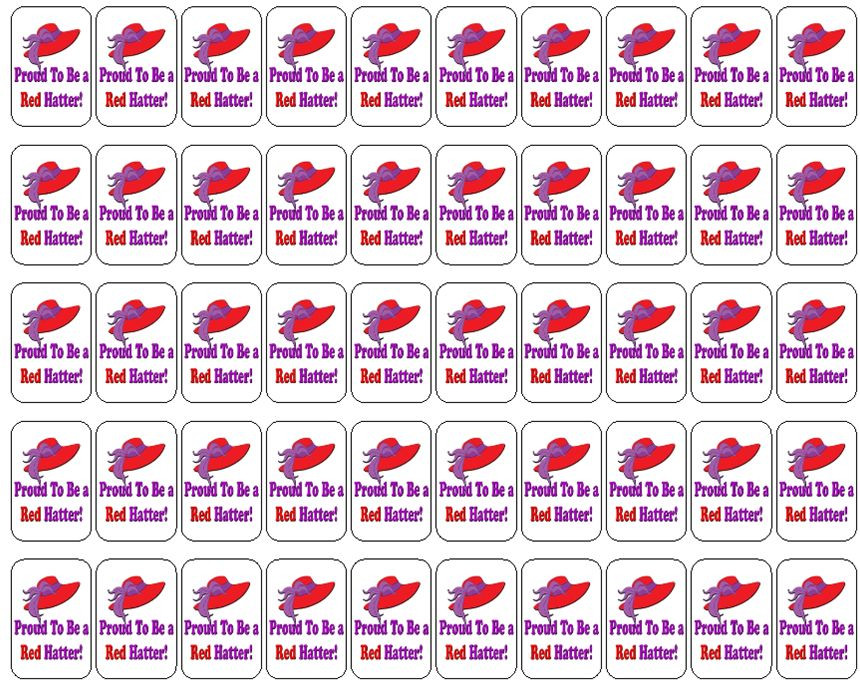 50 Red Hat - Proud To Be a Red Hatter Envelope Seals Labels Stickers 1" by 1.5"