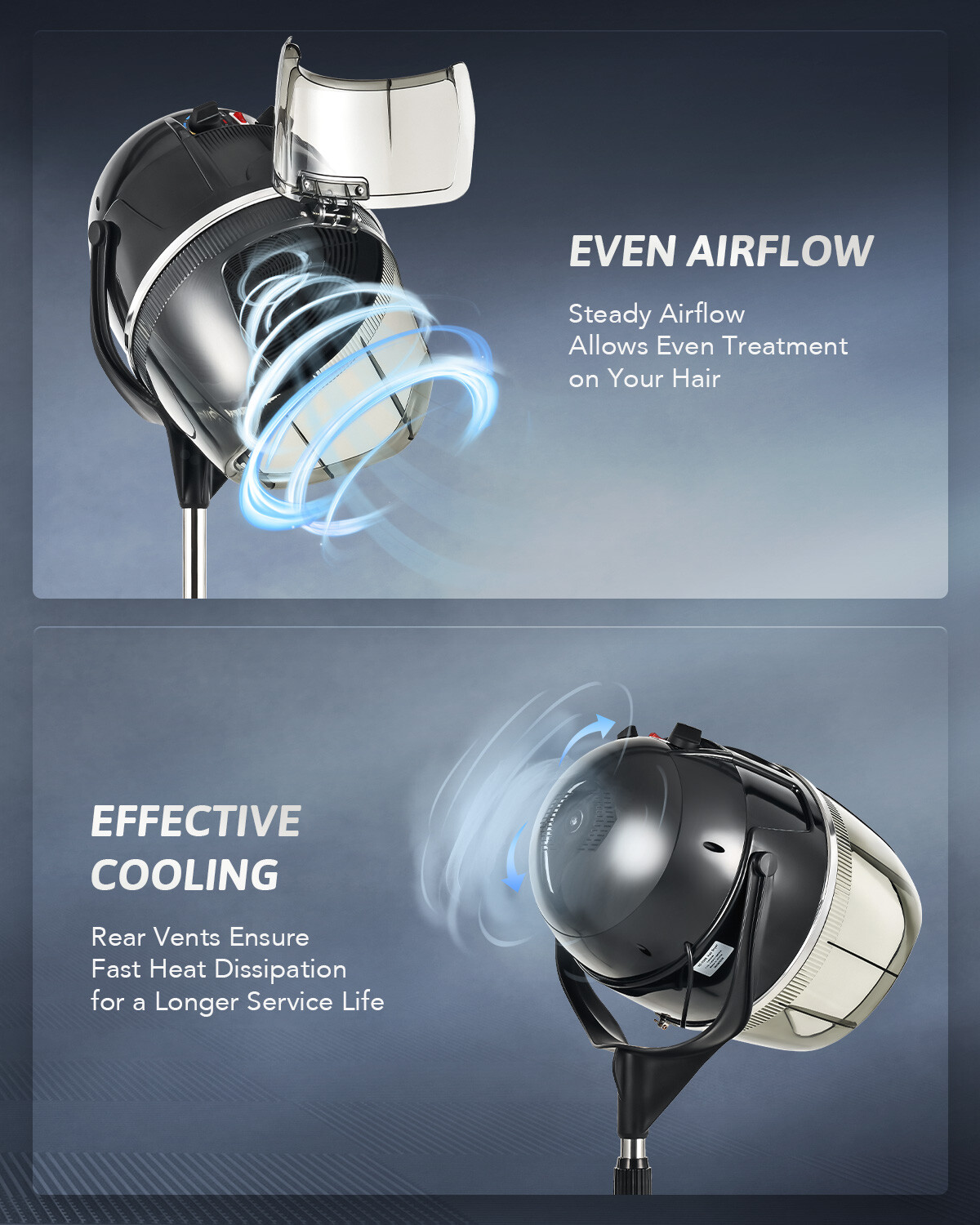 Secondhand 1300W 360° Swivel Floor Standing Bonnet Hair Dryer with Wheels