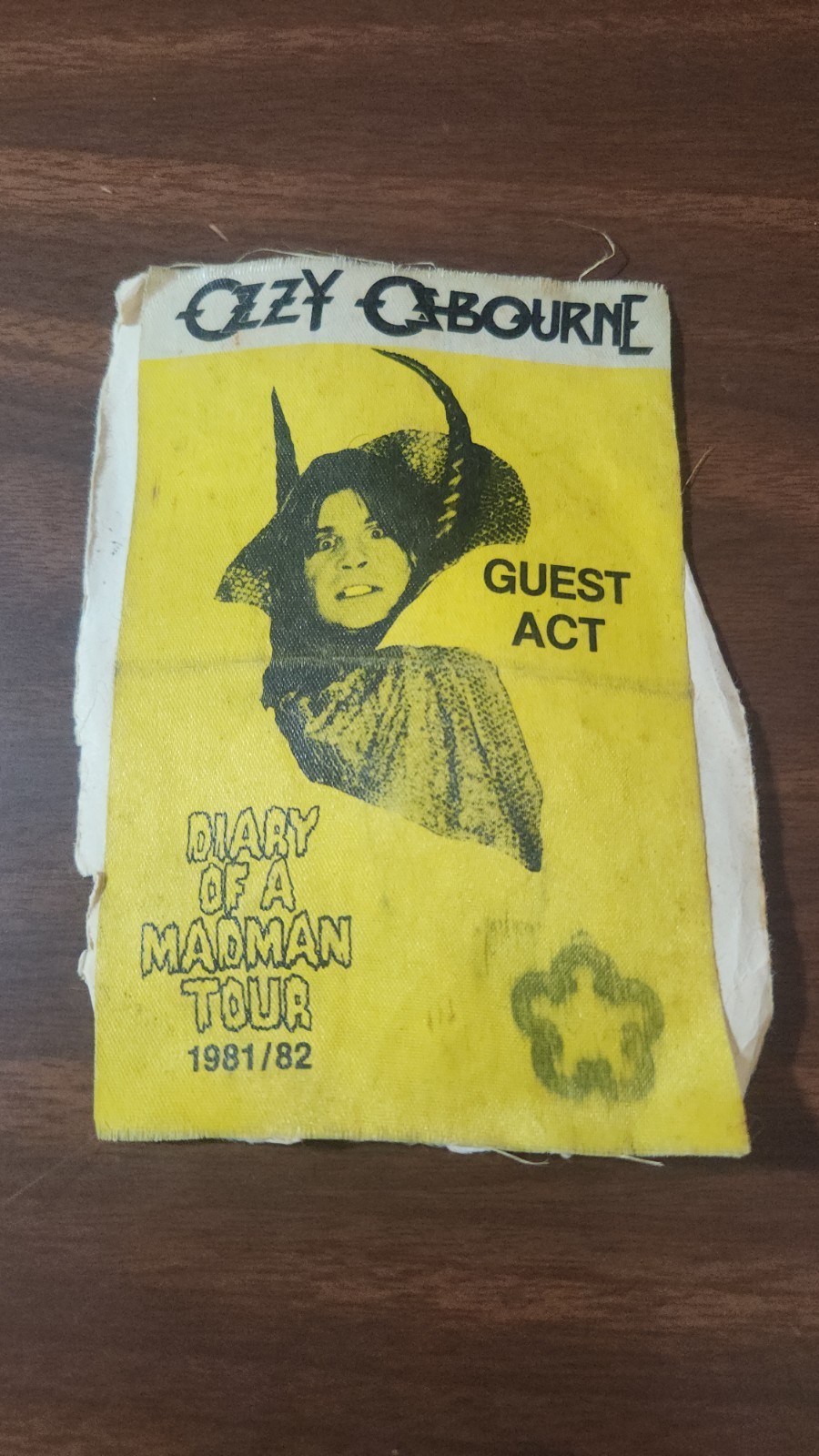 OZZY OSBOURNE Randy Rhoads 1981-82 Diary of a Madman Tour Backstage Pass yellow