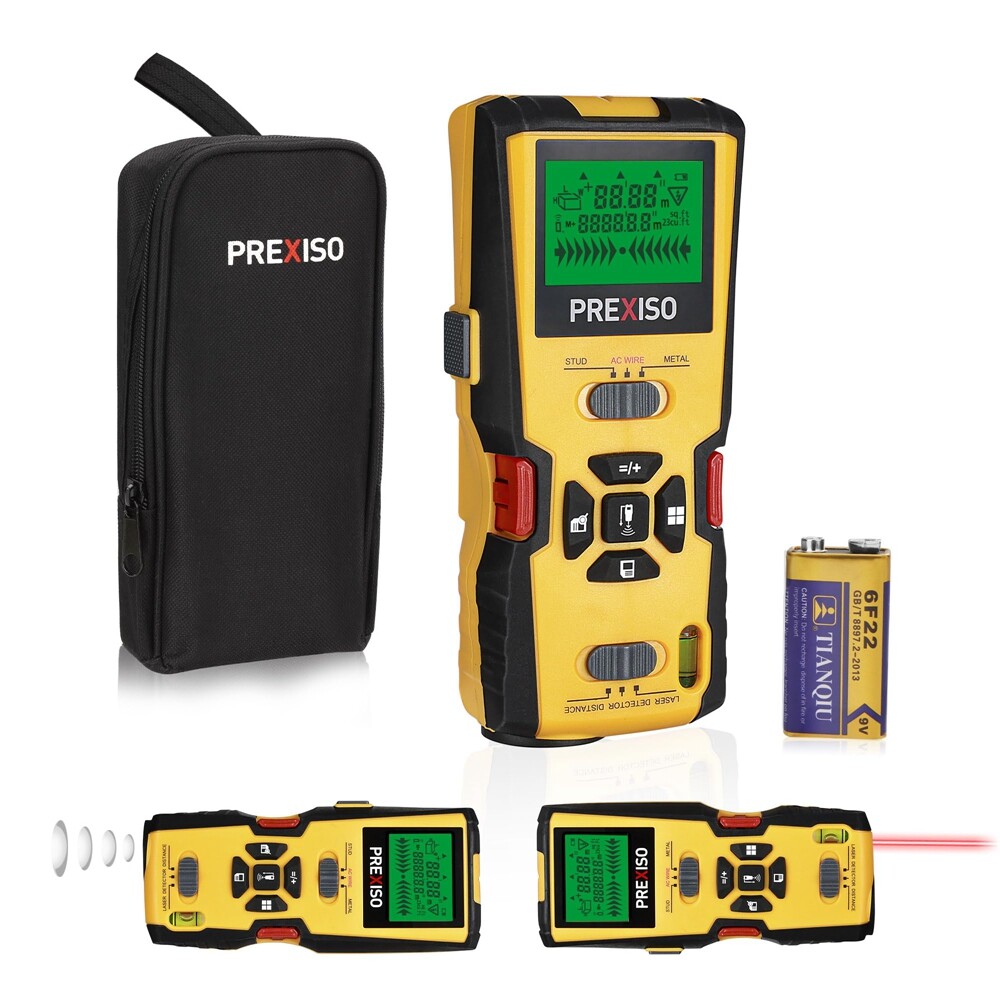 PREXISO 5-in-1 Stud Finder with Laser Level Marking Ultrasound Distance Measures