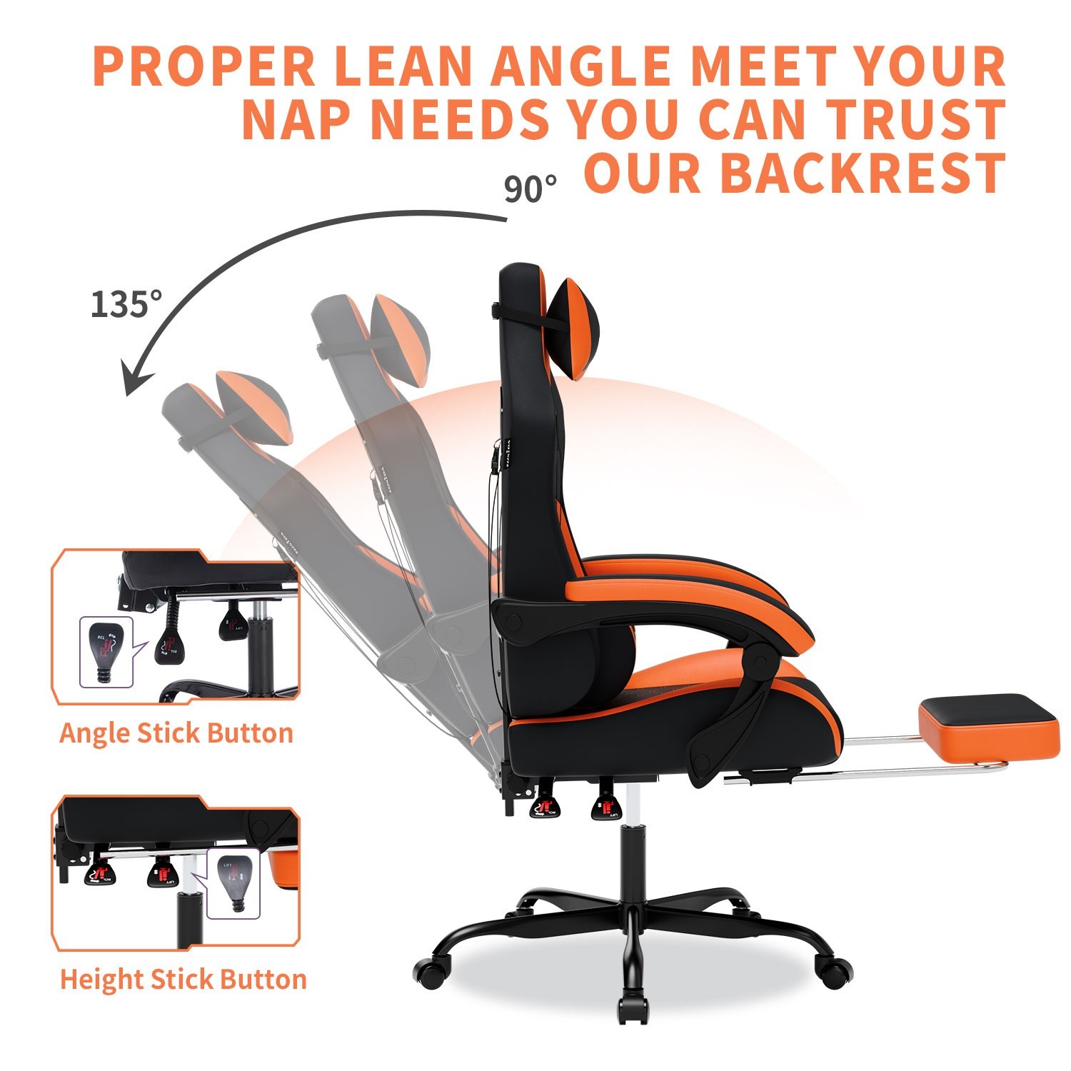 Gaming Chair with Massage,Ergonomic PC Computer Chair with Footrest Comfortable