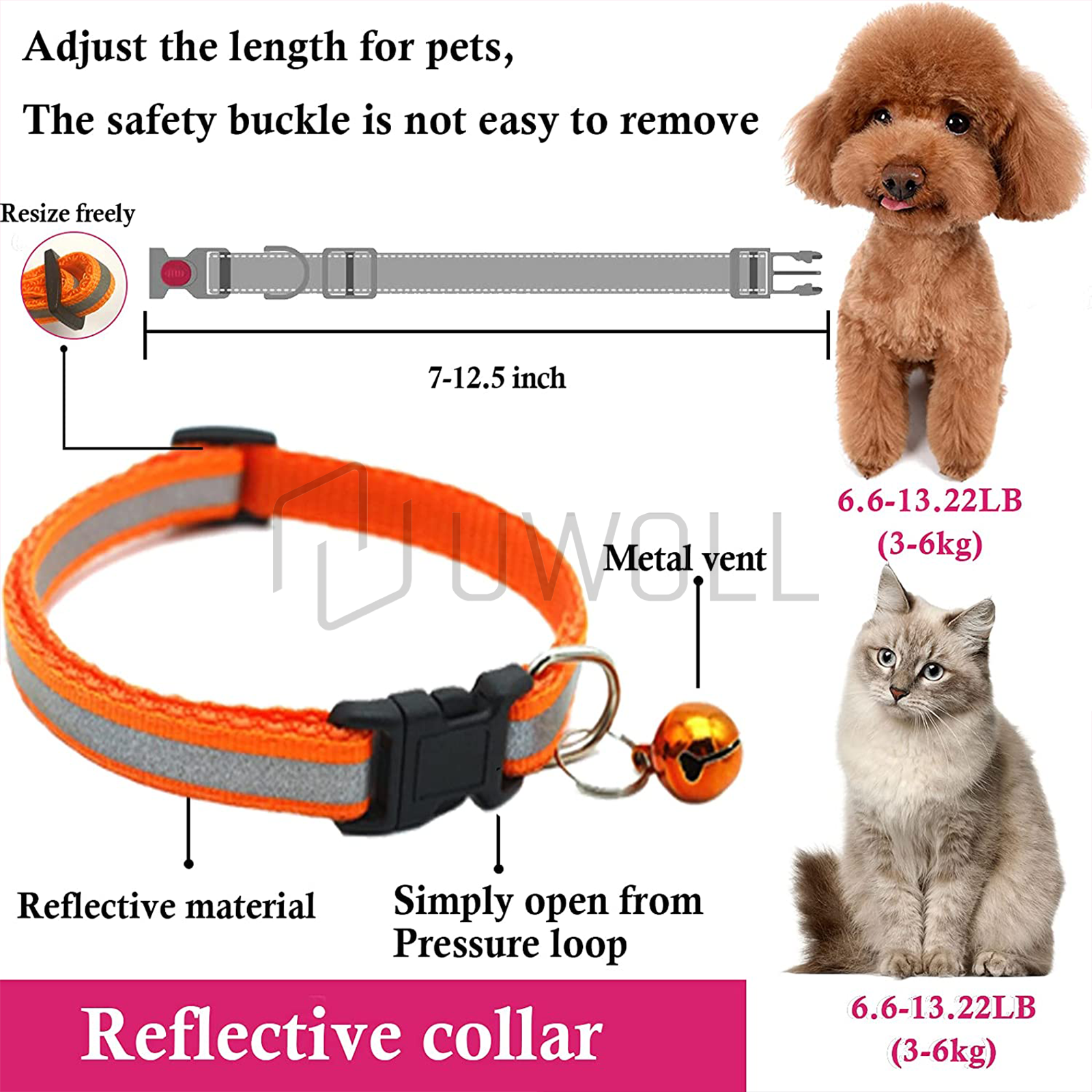 Reflective Nylon Collars With Bell For Cat kitten Small Dog Puppy Pet Adjustable