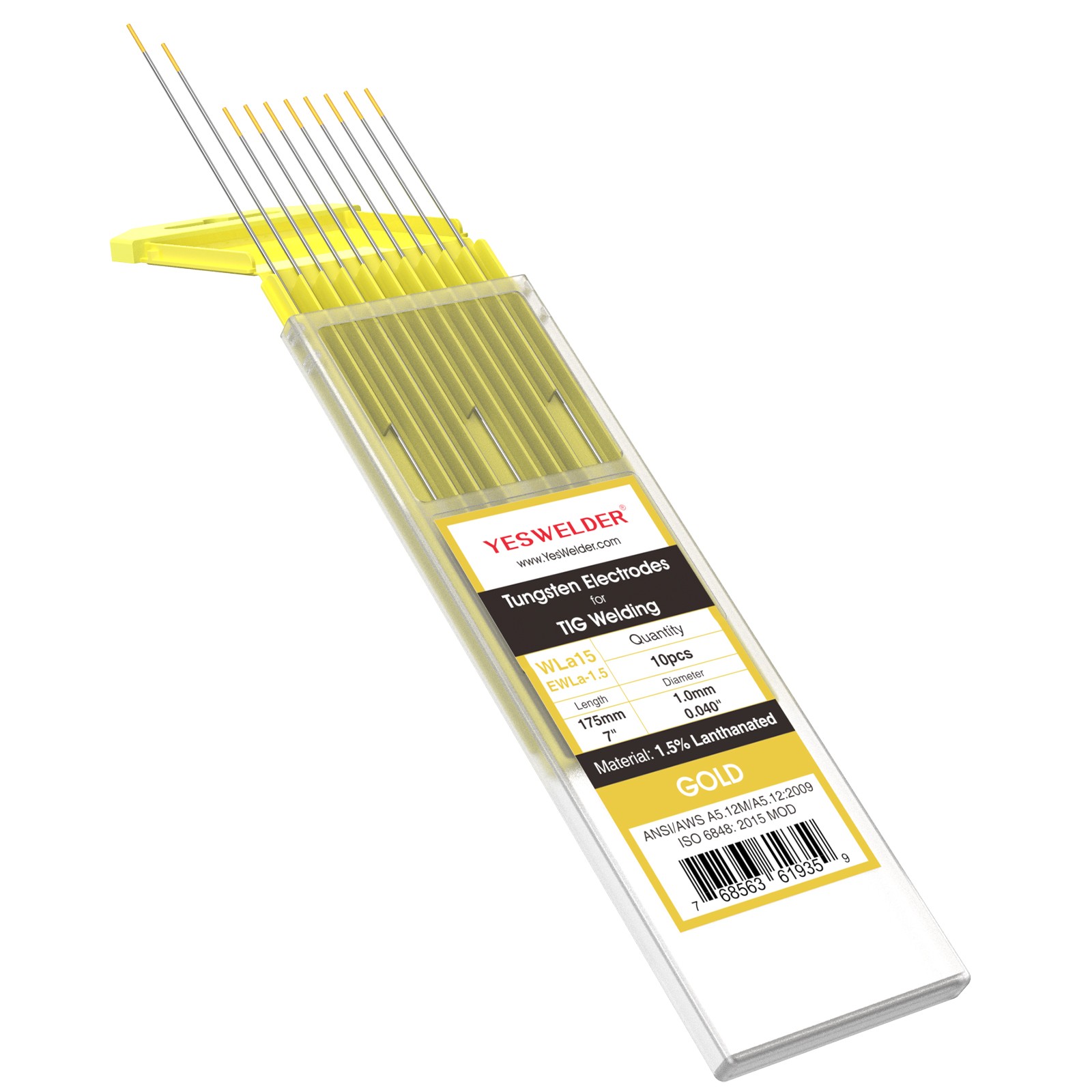 10pk .040"~5/32" x7" TIG Welding Tungsten Electrode 1.5% Lanthanated EWLa-1.5