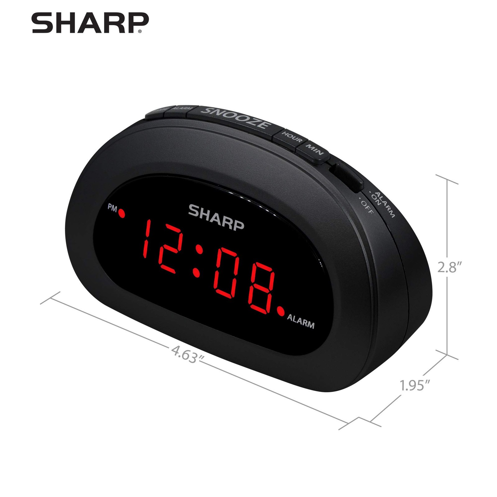Sharp Small, Space-Saving Digital Alarm Clock – Compact Bedside Clock with La...