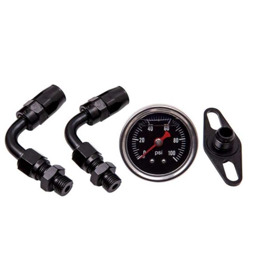 Adjustable Fuel Pressure Regulator Kit Oil Gauge -6AN Black US