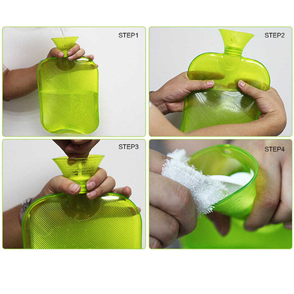 Large PVC Rubber HOT WATER BOTTLE Bag WARM Relaxing Heat / Cold Therapy 2 Liter