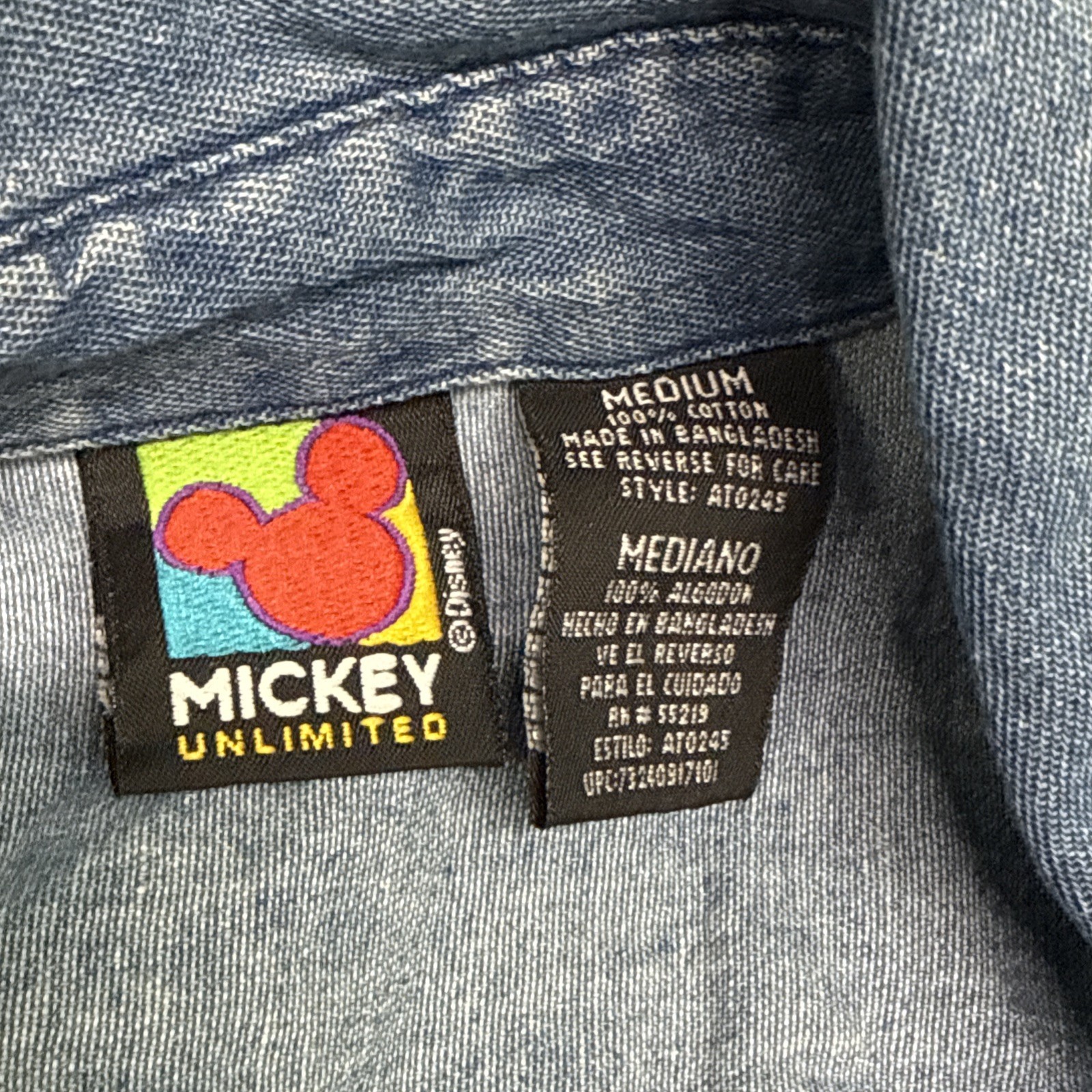 Vintage 90s Mickey Unlimited Minnie And Mickey Embroidered Denim Tank Size Med