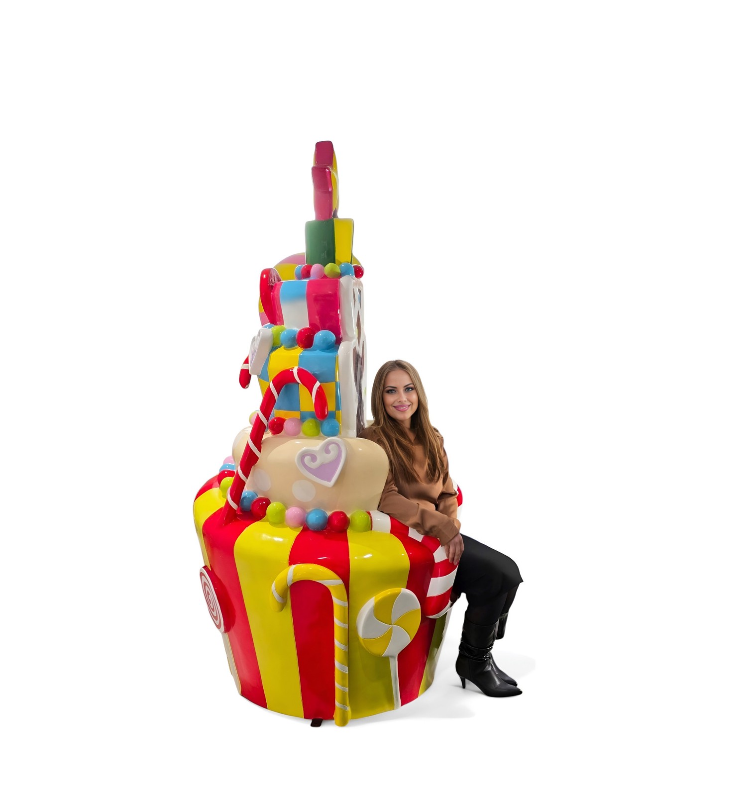 Cupcake Candy Throne Statue 7FT Large Indoor & Outdoor Durable