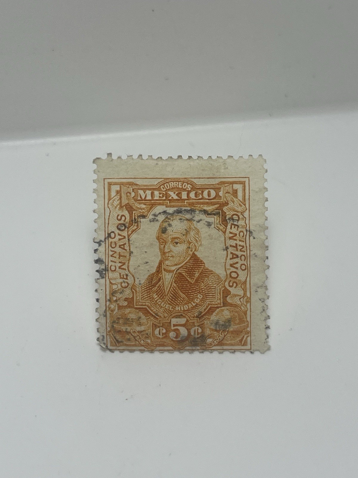 Cello Postal Mexicano Antiguo Miguel Hidalgo 1910 Cinco Centavos