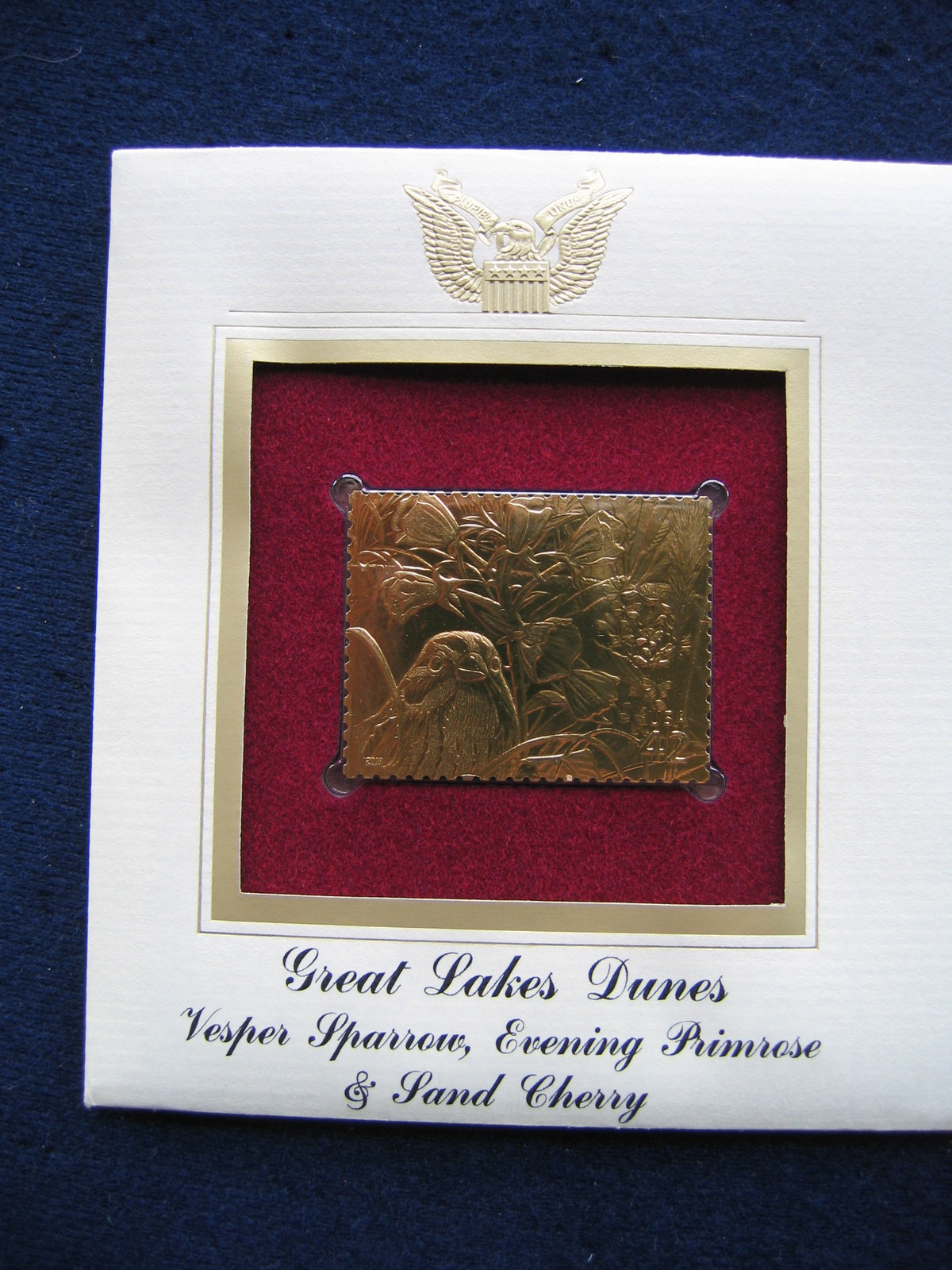 2008 Vesper Sparrow Evening Primrose Sand Cherry replica Gold Golden Cover Stamp