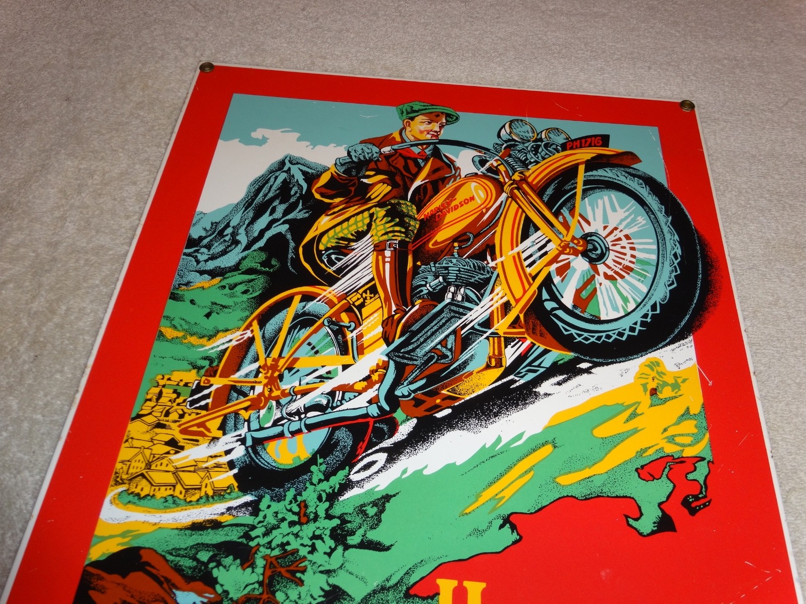 VINTAGE HARLEY DAVIDSON 1929 DL VL MOTORCYCLE 16" X 11" PORCELAIN METAL SIGN