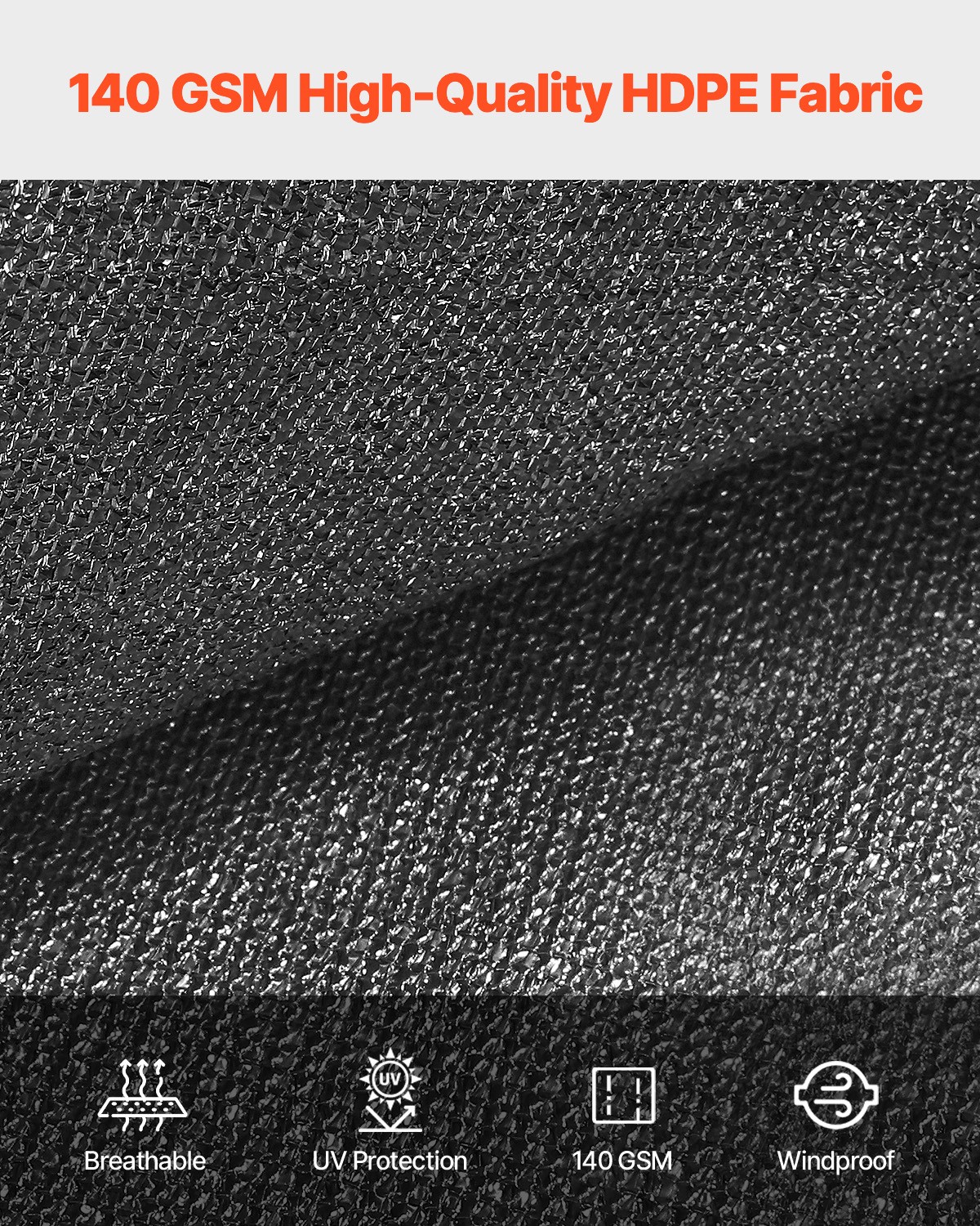 VEVOR 90% Sun Shade Cloth Privacy Screen 10 x 10 ft for Patio Garden (Black)