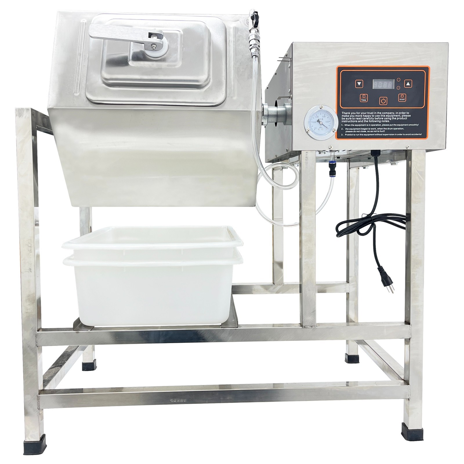 1 PC Fully Automatic Vacuum Pump Meat Tumbler Marinator Hexagonal Max 82 lbs