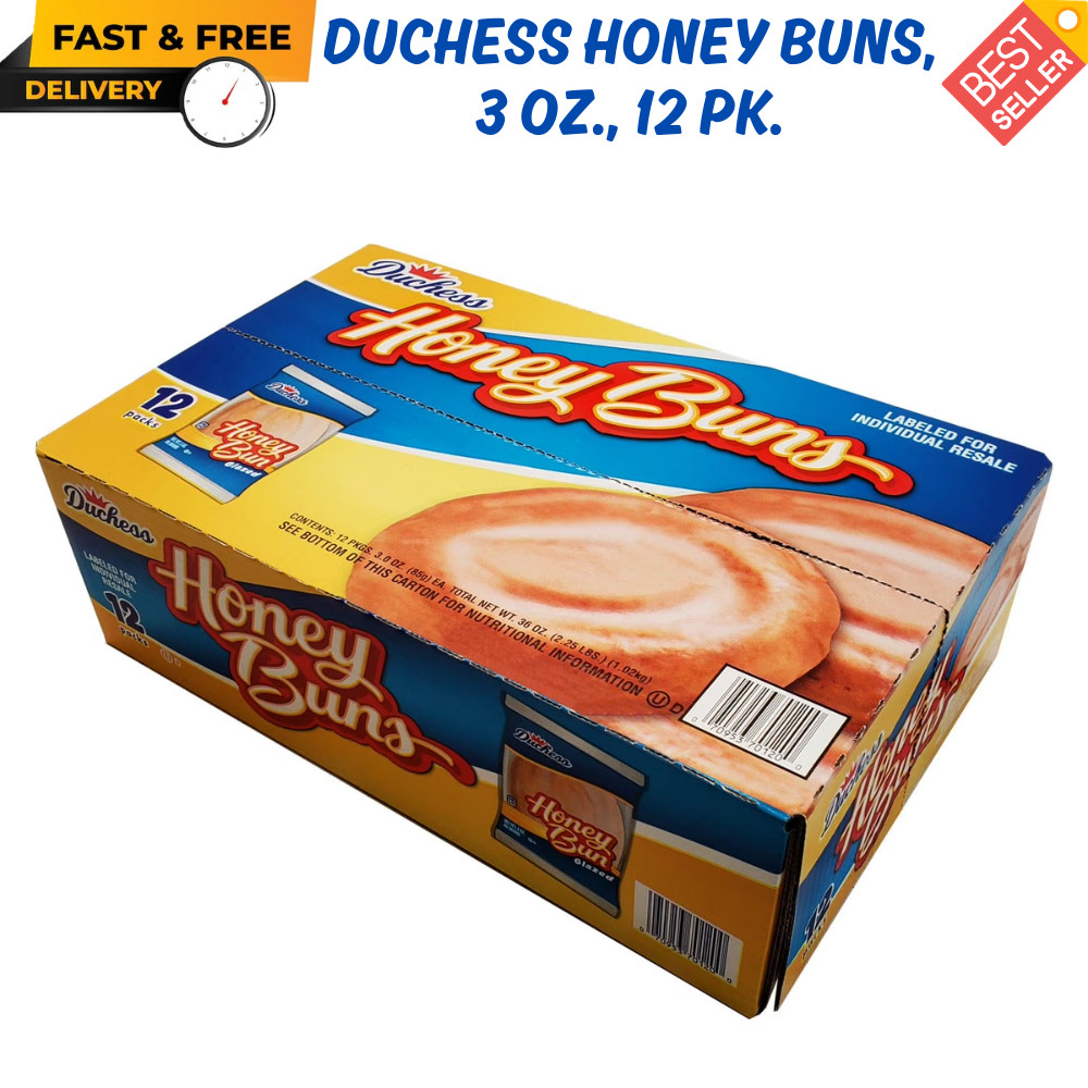 Duchess Honey Buns 3 oz 12 pk Individual Wrapped Fresh Kosher Cinnamon Pastry