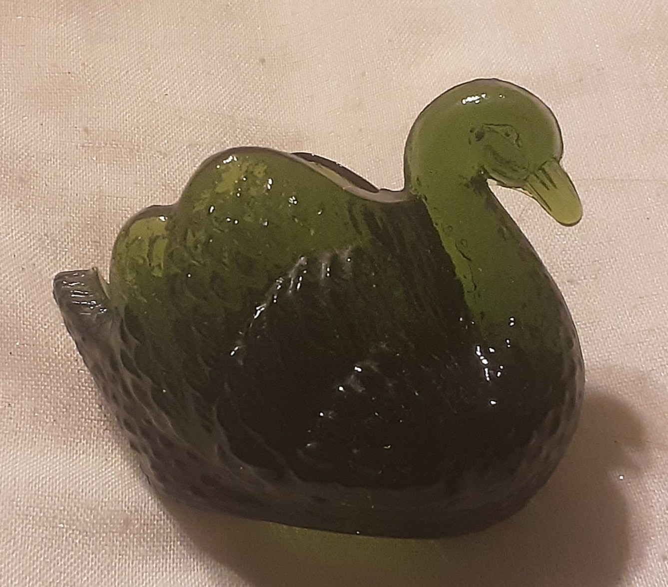 Vintage Deep Dark Green Glass Salt Cellar/Dip Swan