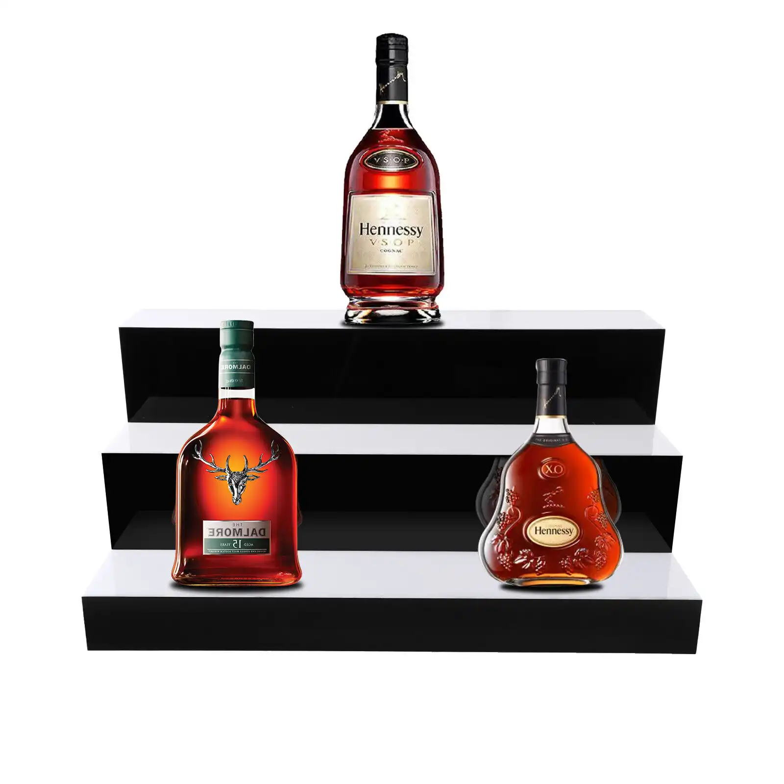24" 3 Step Tier LED Glowing Light Up Back Bar Liquor Bottle Display Shelf D??cor