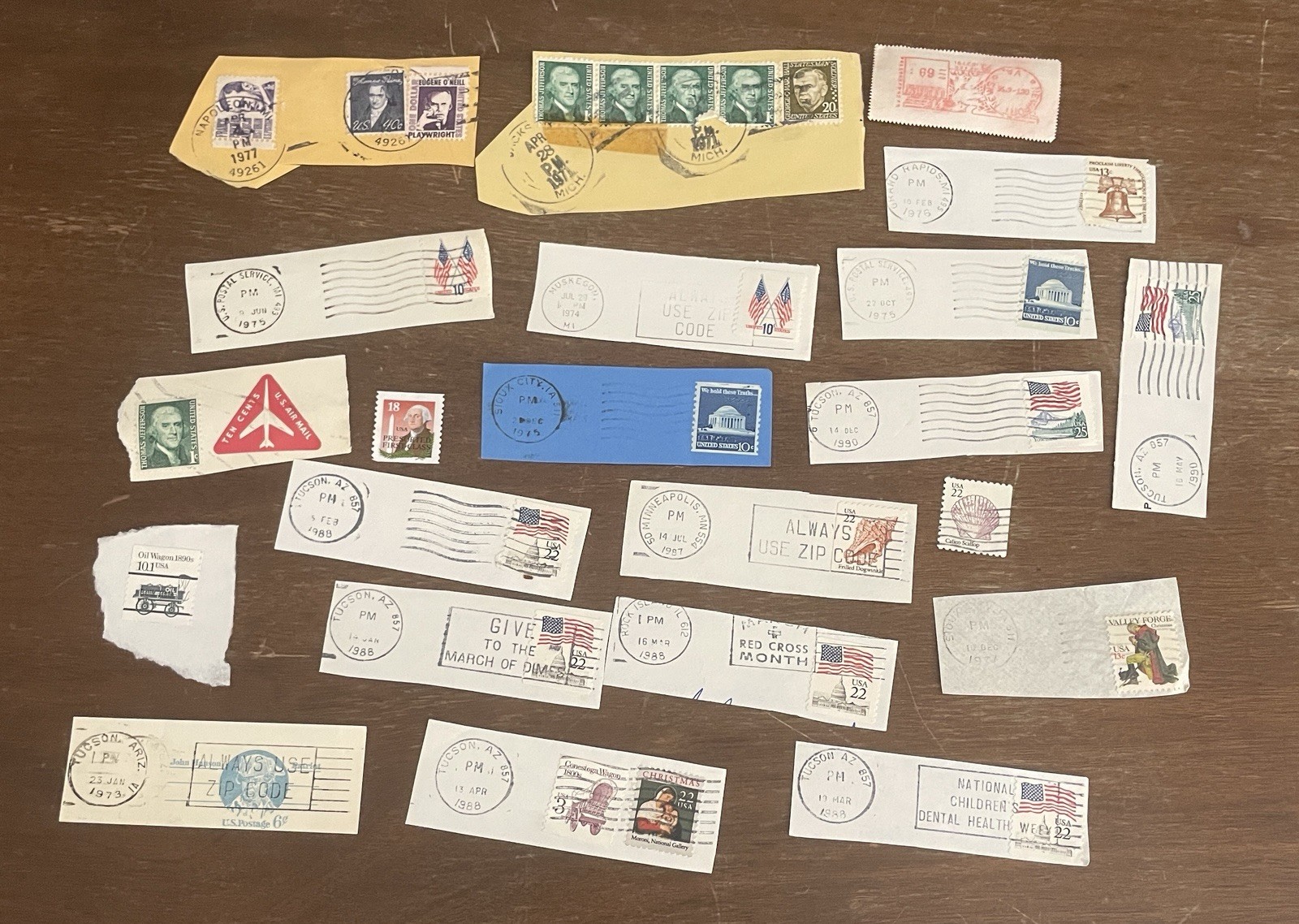 US Stamps Large Lot Postmarks Most On Paper Varying Years