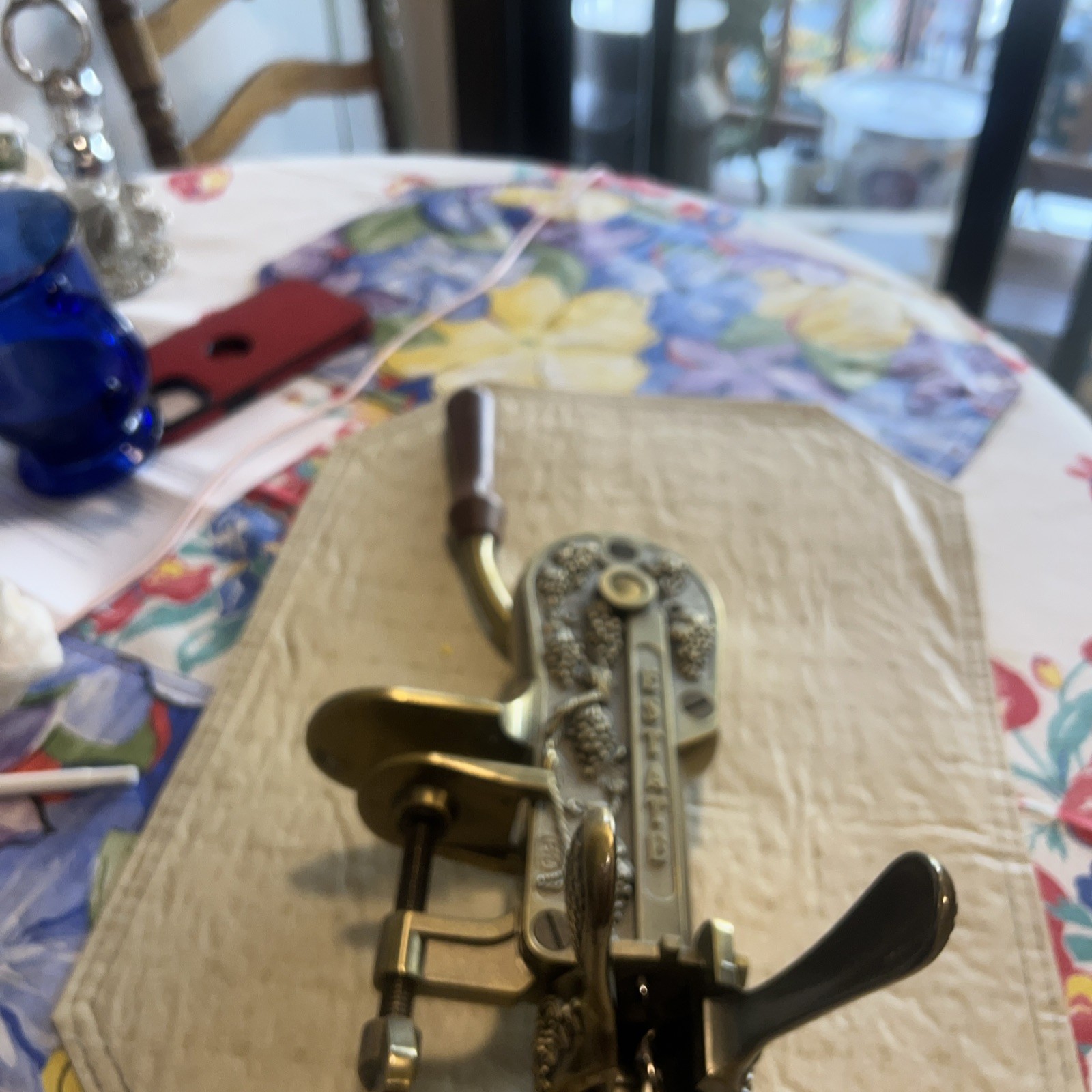 Roger Estate "LEGRAPE" Brass Table Top Corkscrew Wine Opener -- RARE VARIATION