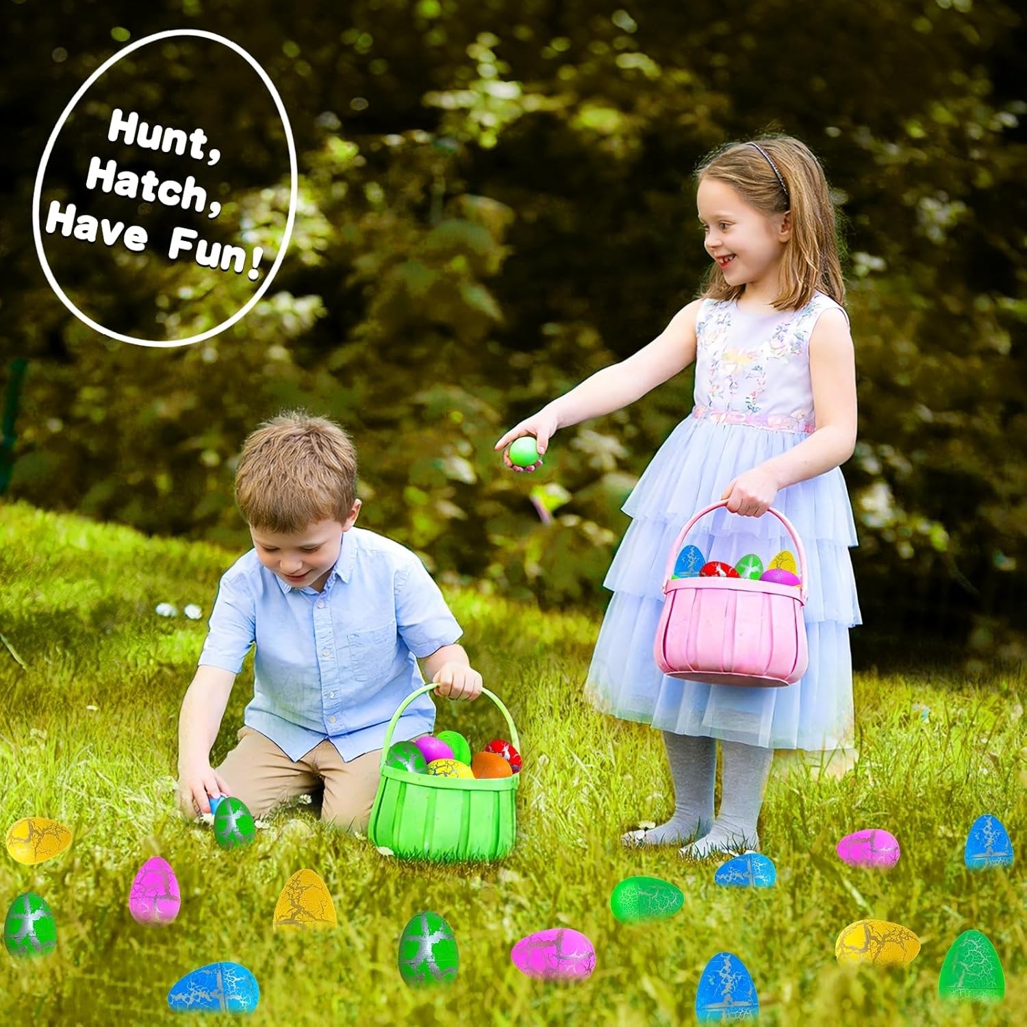 24 Pcs Large Hatching Dinosaur Eggs Easter Party Favors, Easter Egg Filled Toys