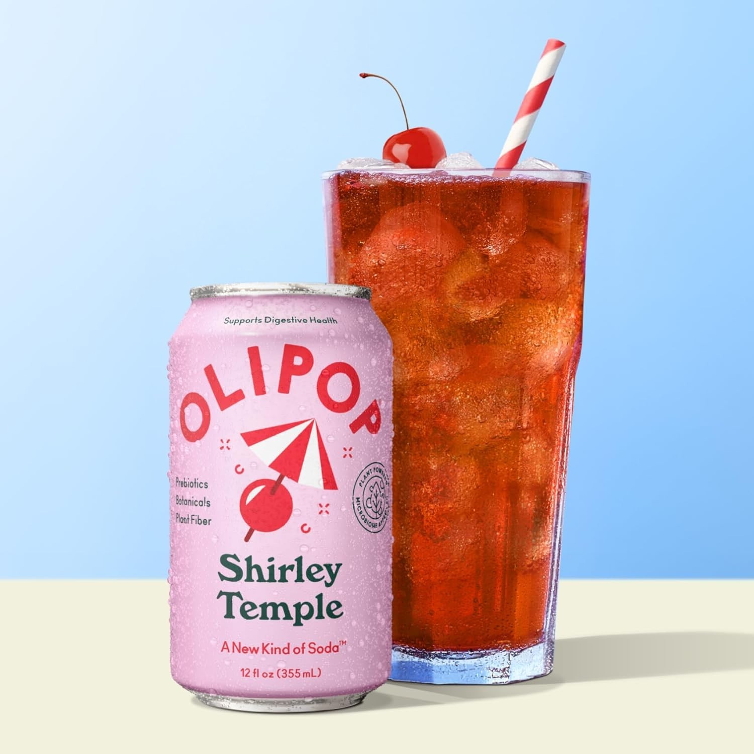 OLIPOP Prebiotic Soda Pop, Shirley Temple, Pantry Pack Packed Prebiotics 12 cans