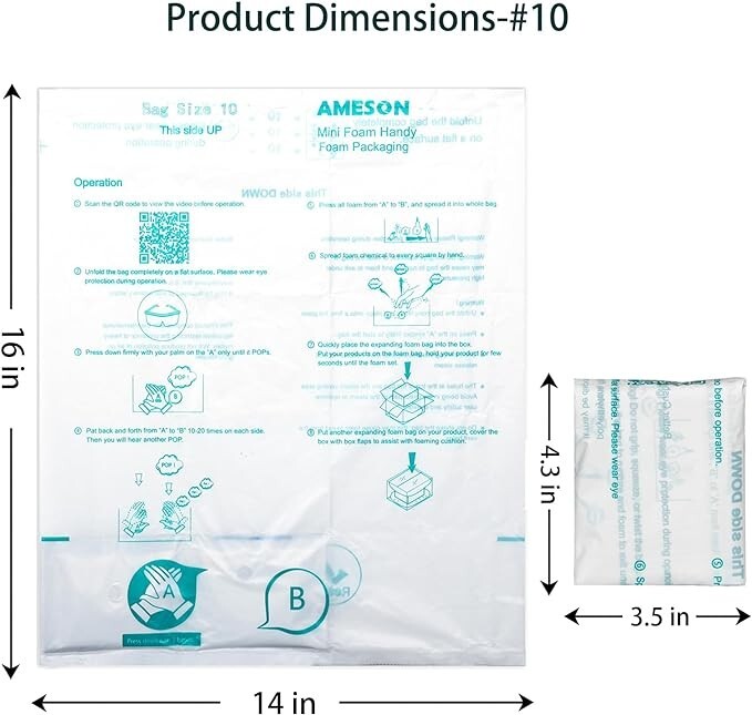 Foam Packaging Bags 26 PACK #10 Handy Foam Room Temperature Expanding Foam Bags