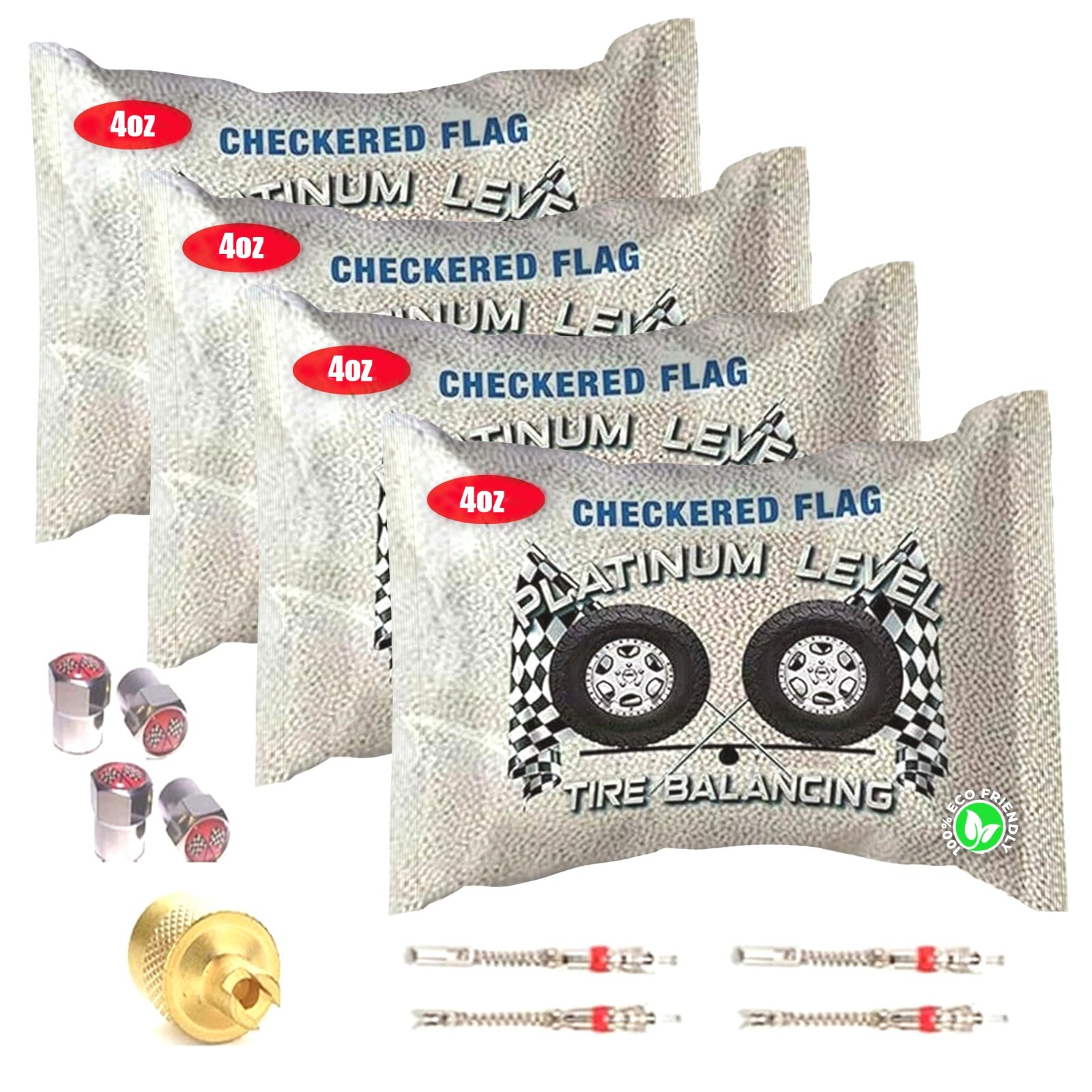 (4-4oz) Tire Balancing Beads 4 ounce Balance Bags by Checkered Flag