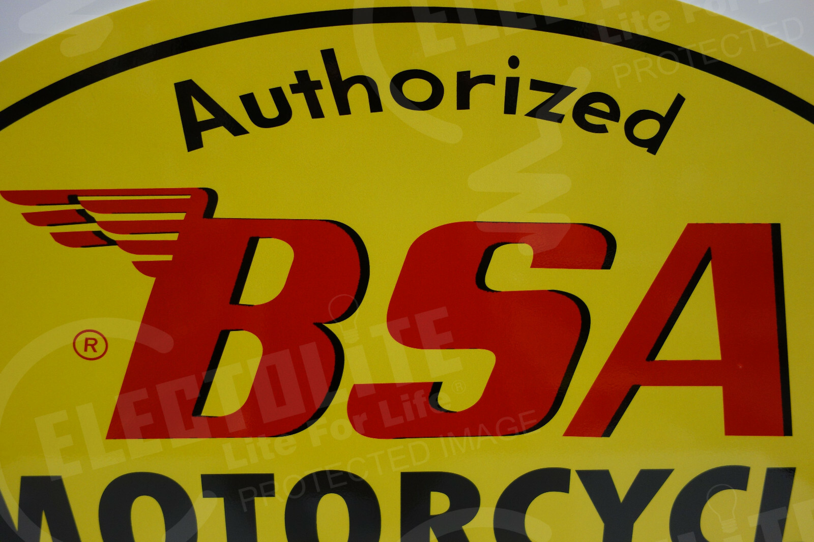 BSA MOTORCYCLE PARTS AND SERVICE SIGN. 21" BY 30" OVULAR